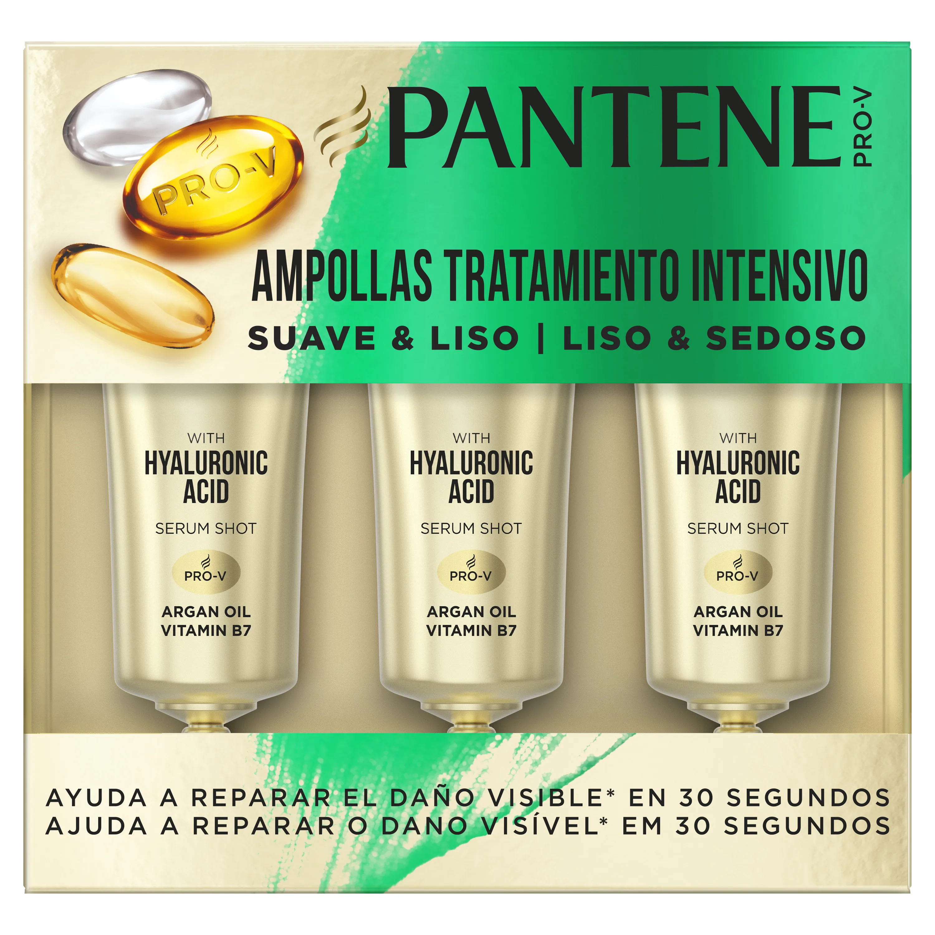 Pantene Pro-V soft and smooth ampoules intensive treatment, treatment of damaged hair, help repair Visible damage in 30 seconds, 3X15ML