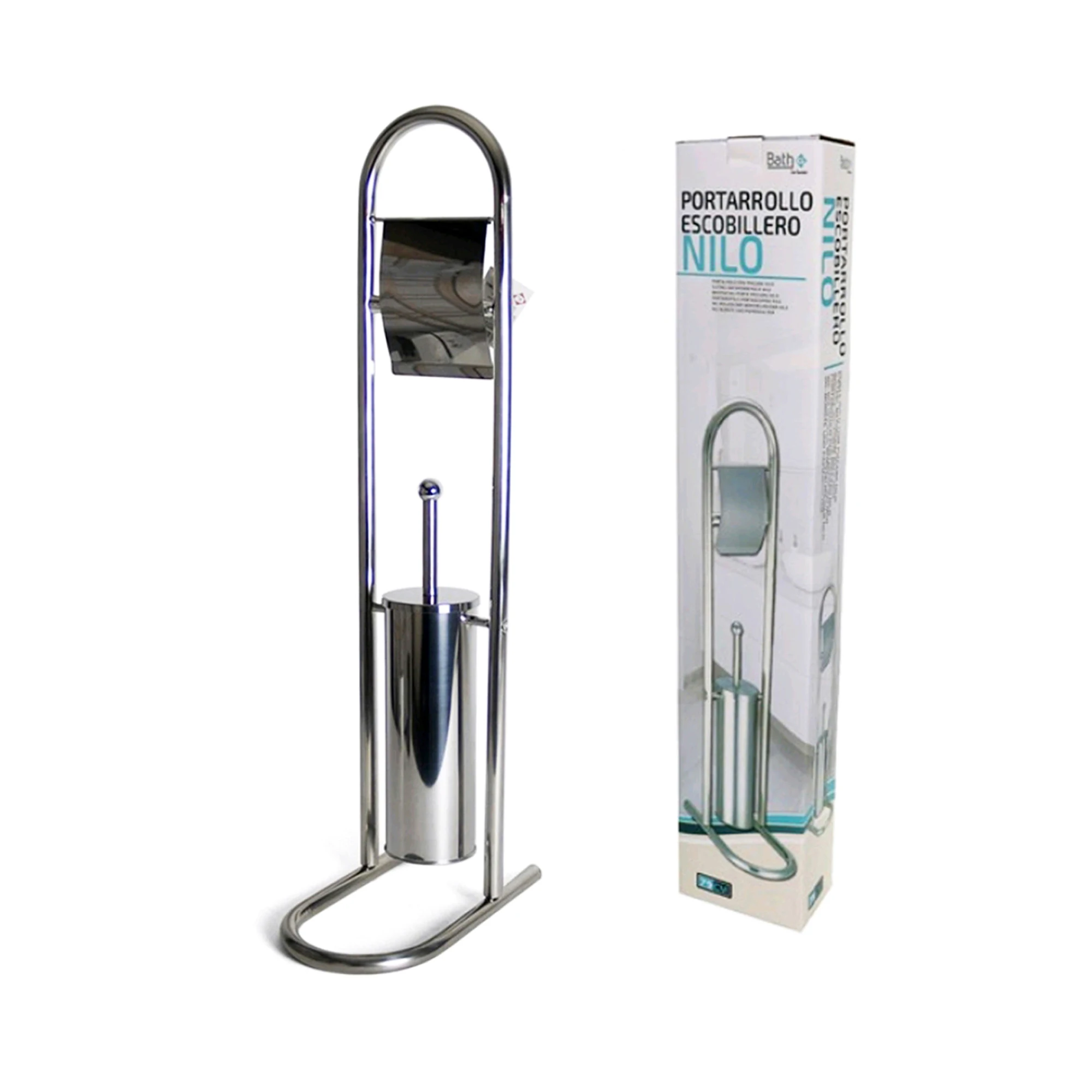 UD - Portarrollos y Escobillero de Acero Inoxidable 2 en 1 | 81cm de Altura | Diseño Elegante y Compacto para Baño