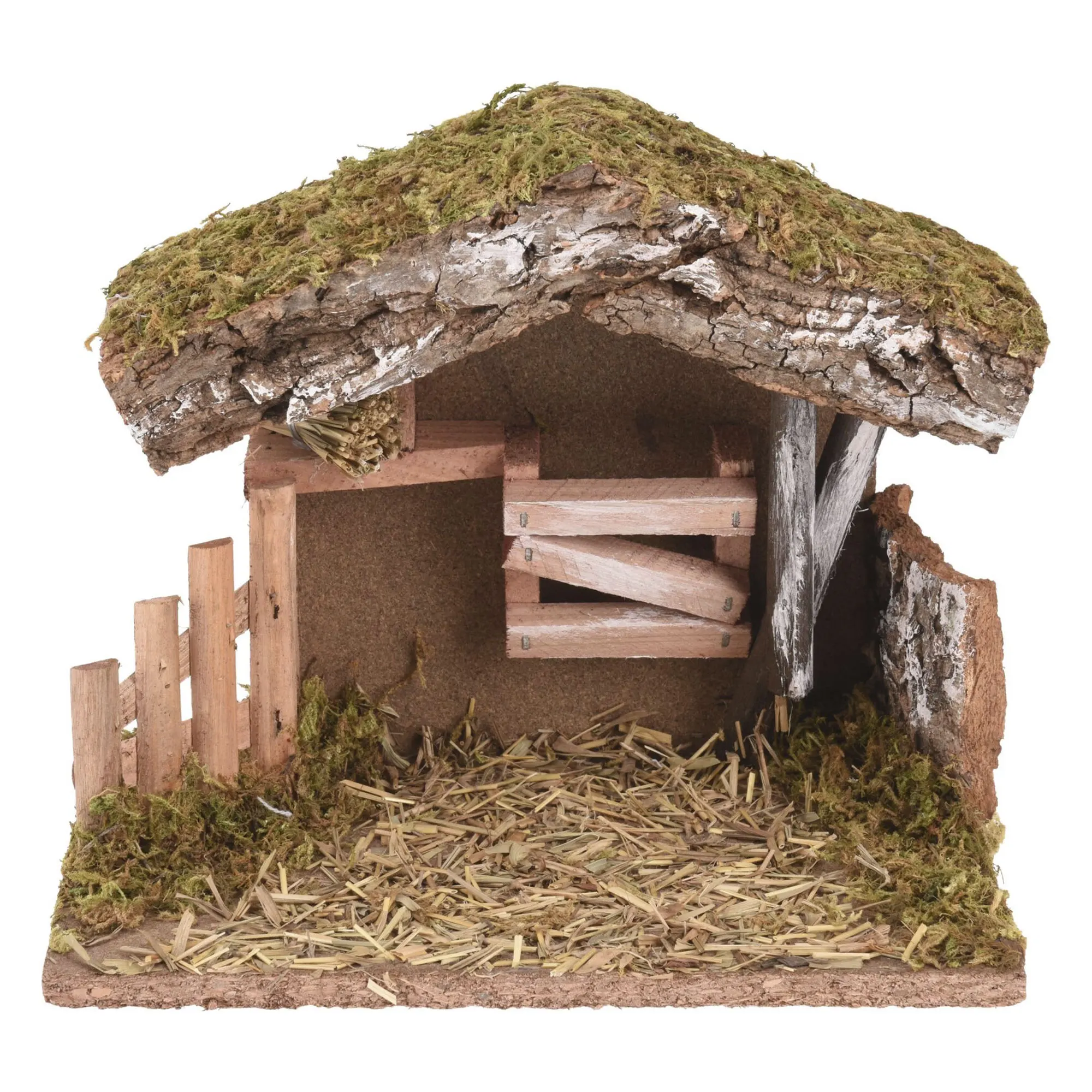 Wellhome Well Home Decoración Navideña Establo De Madera Para El Belén 20X12x16,5Cm