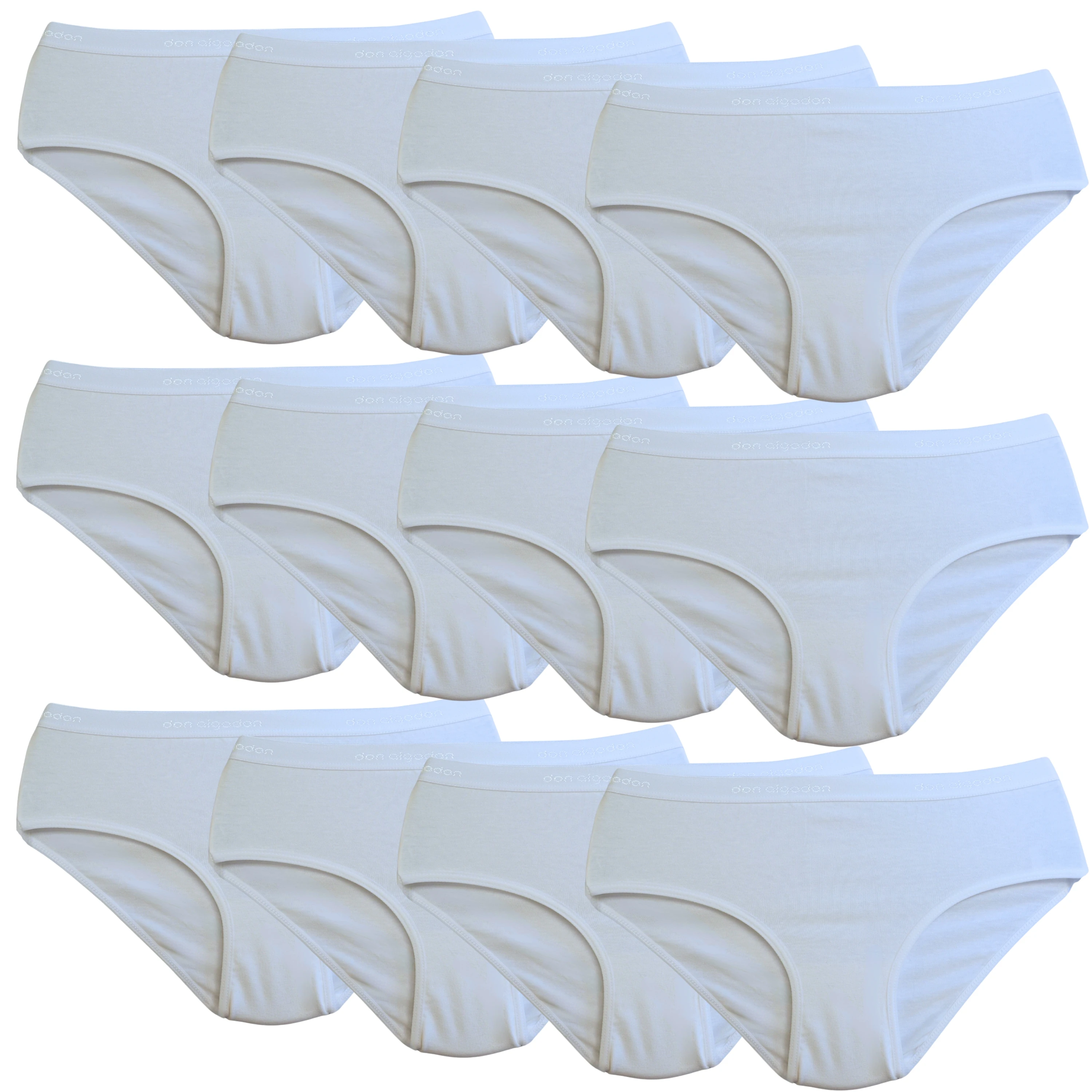 Don Algodon Pack 12 Braguitas Blancas Niña de Algodón Suaves | Ajustables y Cómodas | 12 Unidades Blancas, Resistentes | Máxima Comodidad Día y Noche