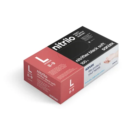 Guantes de Nitrilo Santex Nitriflex Black Soft negro sin polvo talla L calidad superior (3.5 gr)