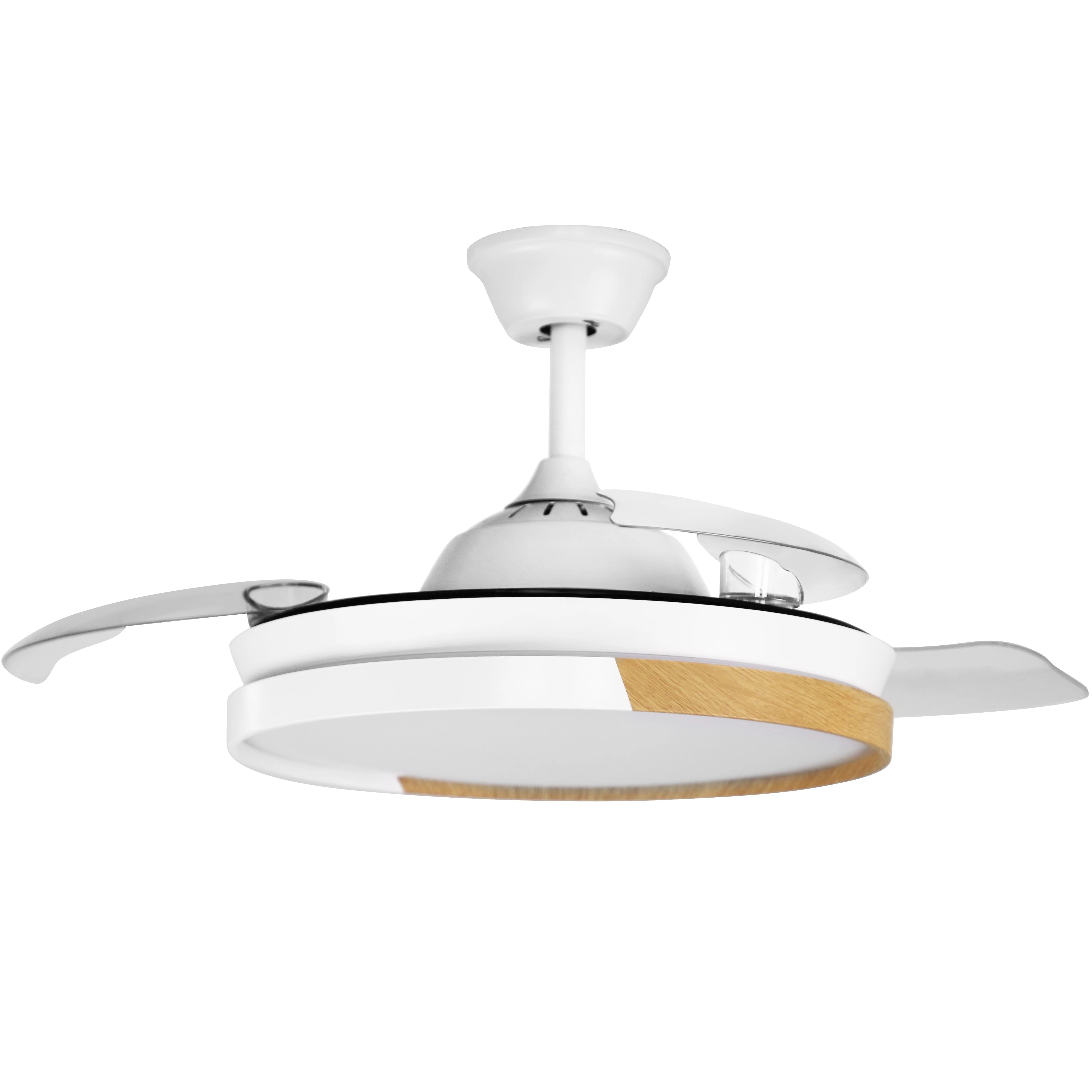Fabrilamp - Ventilador Dc Emperador 72w Blanco/haya 3aspas Desplegables 106d 7200lm 3000-4000-6000k Reg. Intensidad + Remoto + Memoria+ Temporizador
