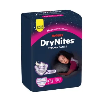 Drynites girls diapers 8-15 years 13 units. Huggies