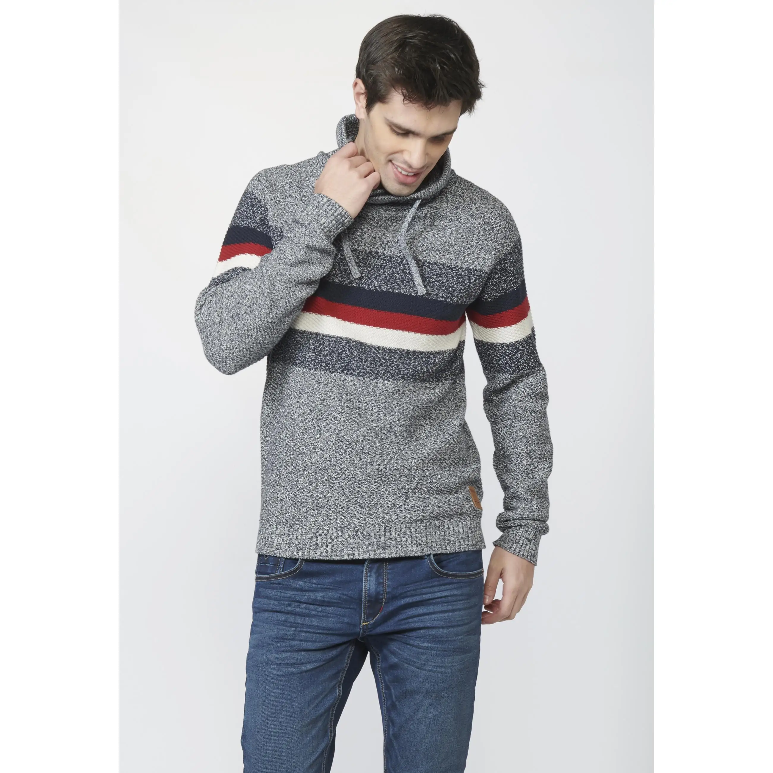 Koroshi Jersey punto de fantasía con efecto jaspeado de algodón para hombre