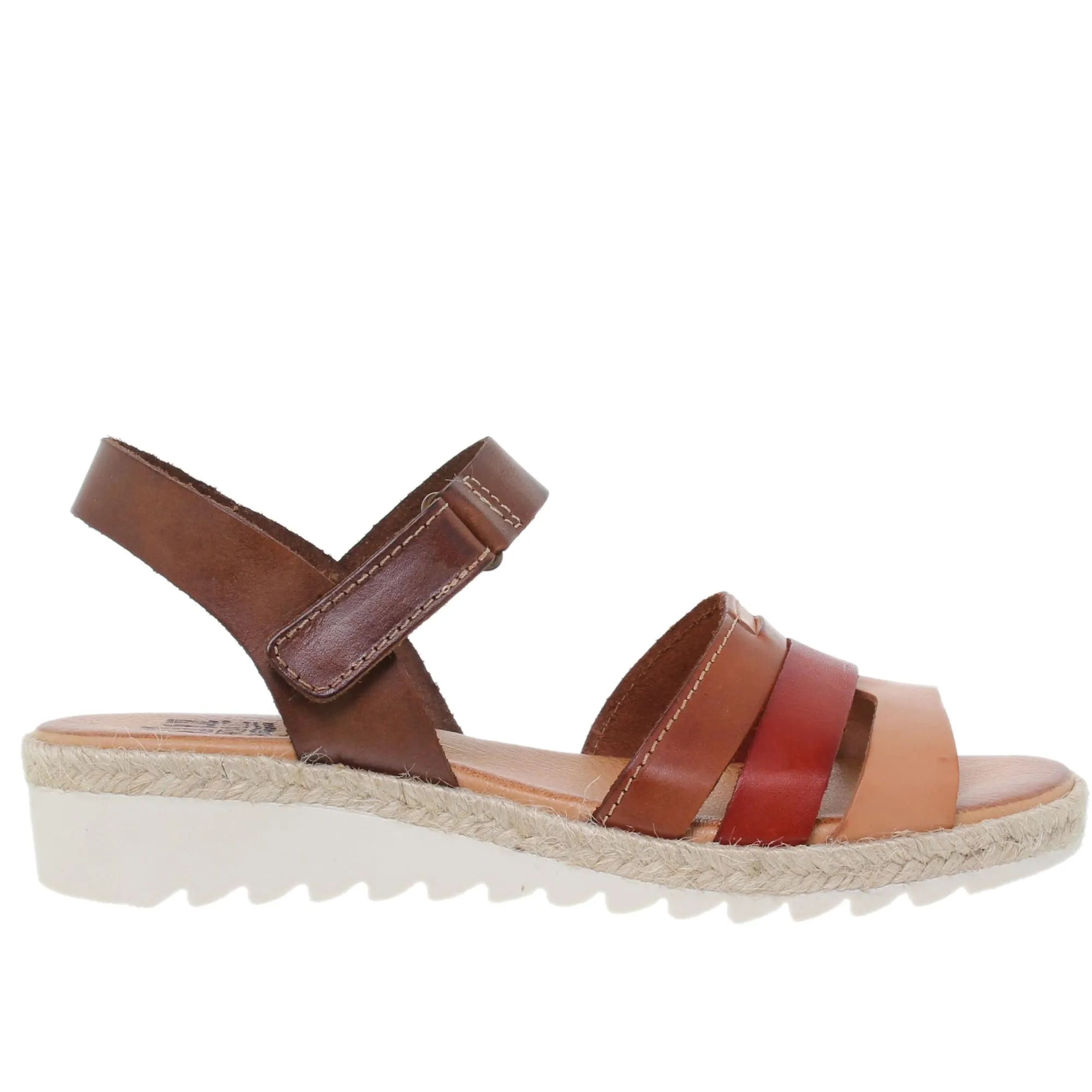 Sandalia Tiras Mujer piel Cuero Marrón Blusandal 2898BLU - Fabricadas en España