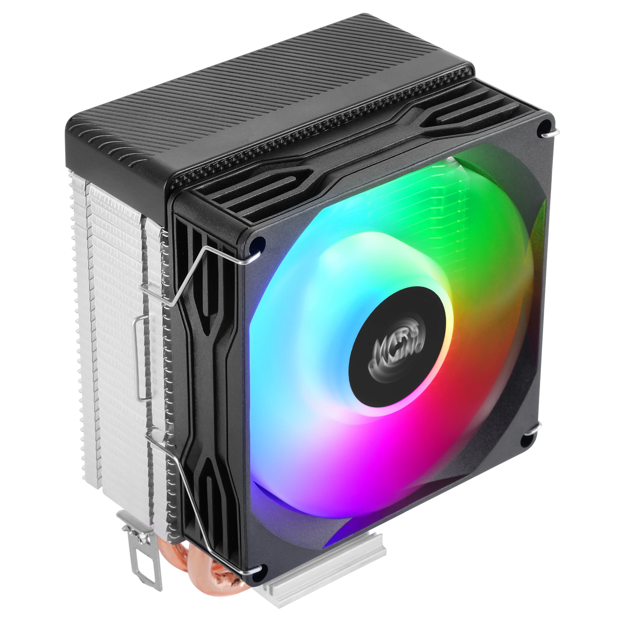 Mars Gaming MCPU-X2, Disipador CPU 150W TDP, 2x Heatpipes, Ventilador PWM FDB, Iluminación FRGB, Diseño Compacto SFF/Mini-ITX, Aletas de Aluminio, Cooler PC con Compatibilidad Intel y AMD, Disipador