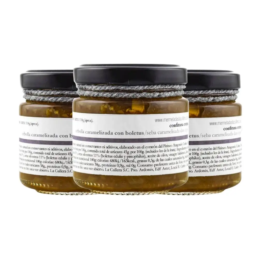 Confitura de cebolla caramelizada y boletus extra La Cullera 110 g x 3 frascos
