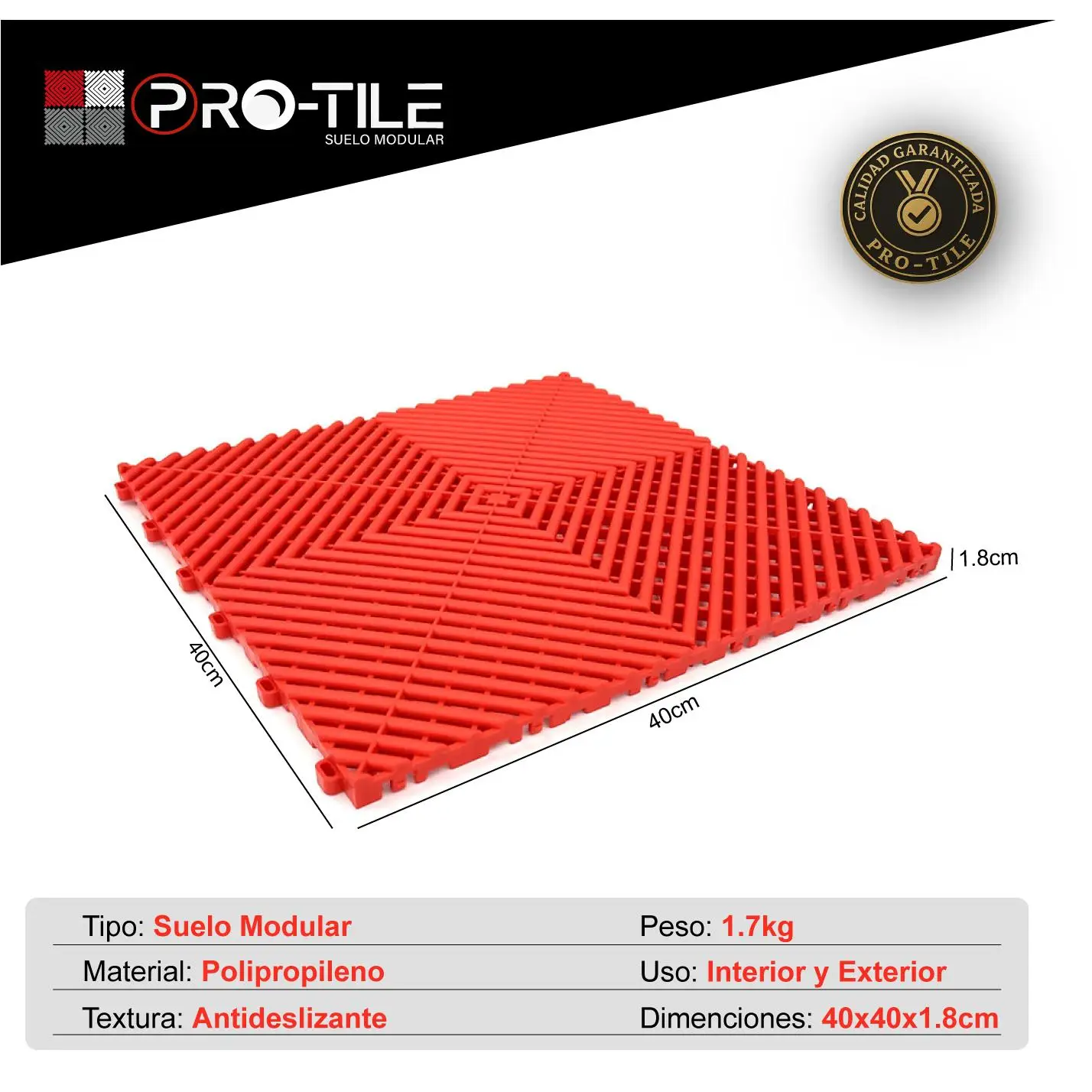Suelo Modular para garajes, talleres, lavadero. suelo modular de plástico para taller. Loseta de modular plásticos. Suelo antihumedad para garaje. marca PRO-TILE.