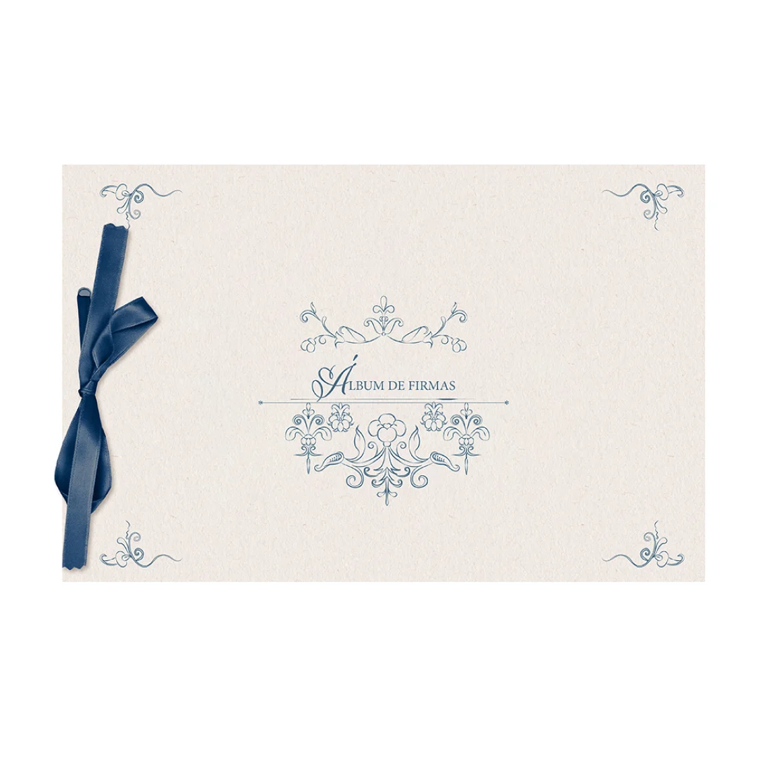 Demark - Libro de Firmas Multievento 30x20 cm - Álbum con Lazo y Papel Perlado 250g - Ideal para Bodas, Comuniones, Bautizos y Fotomatón - 10 o 20 Hojas Blancas