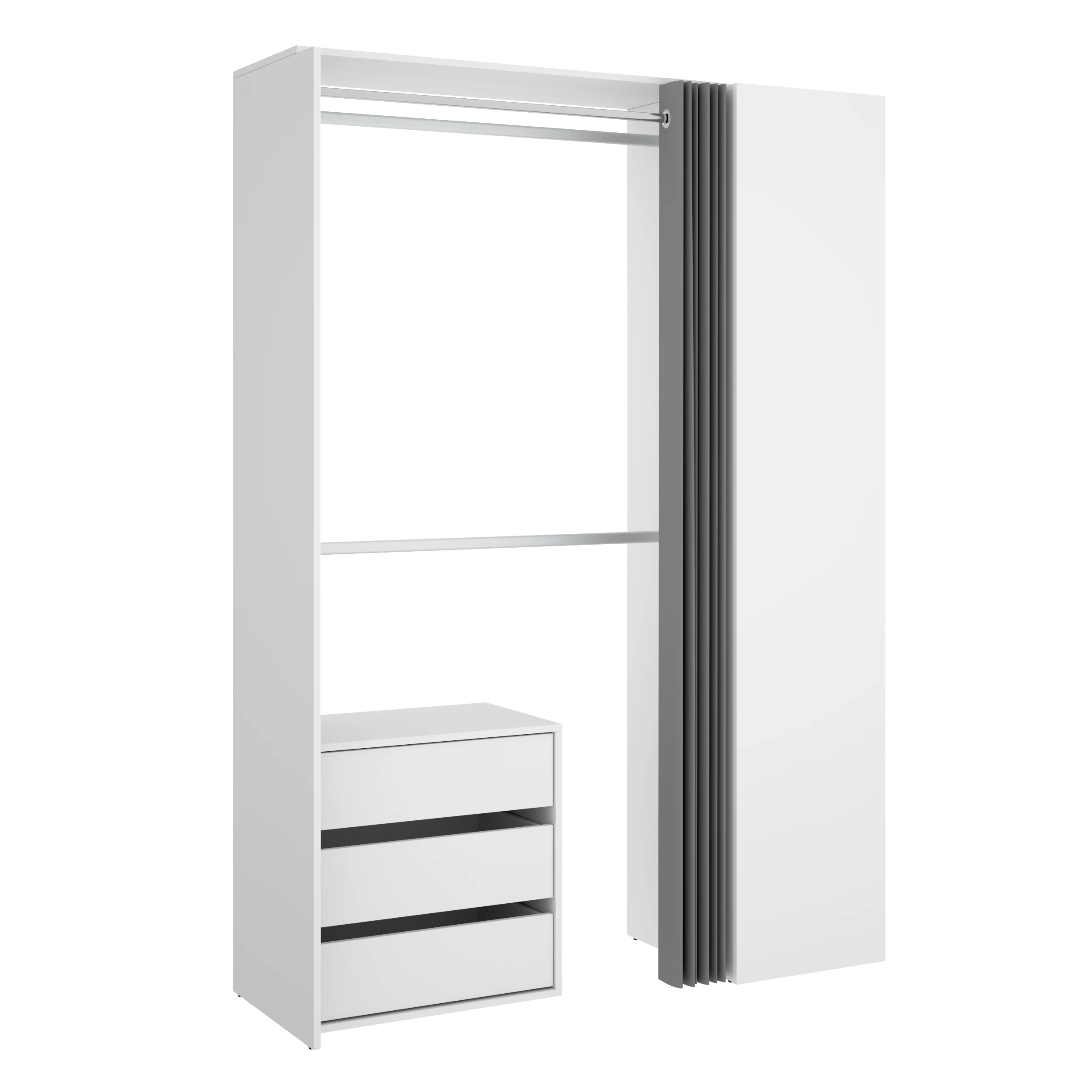 Dekit Kit Vestidor Blanco con Columna, Cajonera y Cortina - SUIT