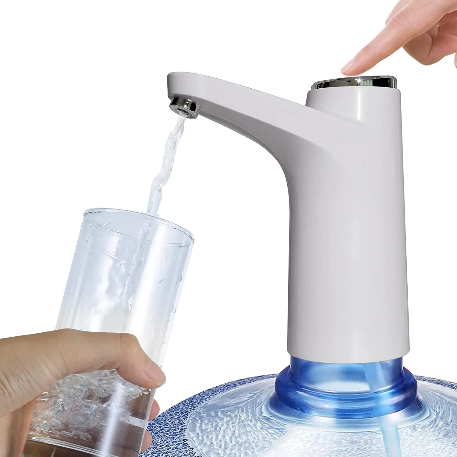 Dispensador de Agua Electrico, Bomba De Agua Eléctrica de Carga USB, Grifo para Botellas de Garrafa de 3L 5L 8L 10L 12L, Extraíble y Conveniente para Usar en Bebida embotellada (Blanco)