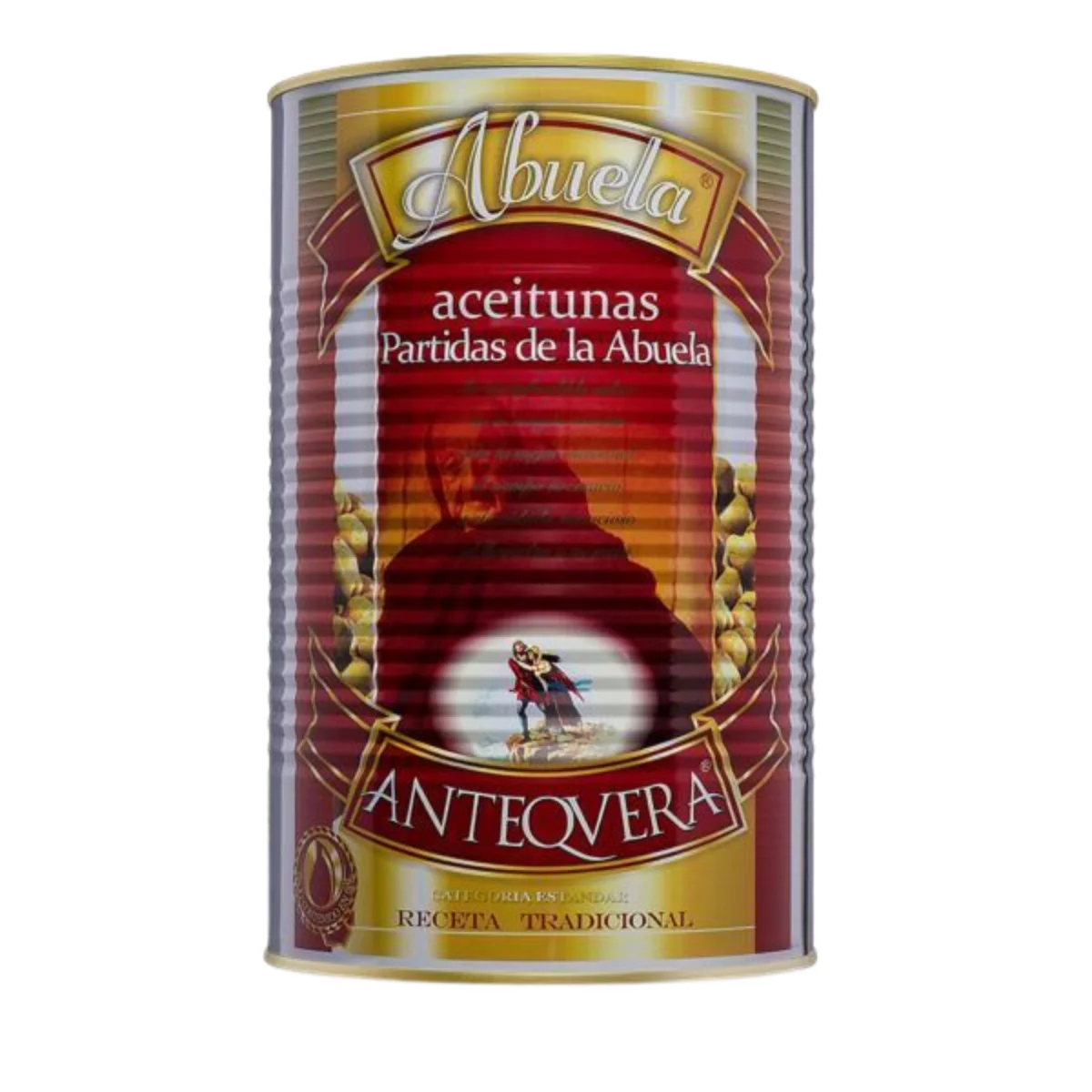 Aceitunas Partidas de la Abuela Chicón Lebrón, receta tradicional Antequera, pimiento y ajo, sin gluten, 2,5kg escurrido
