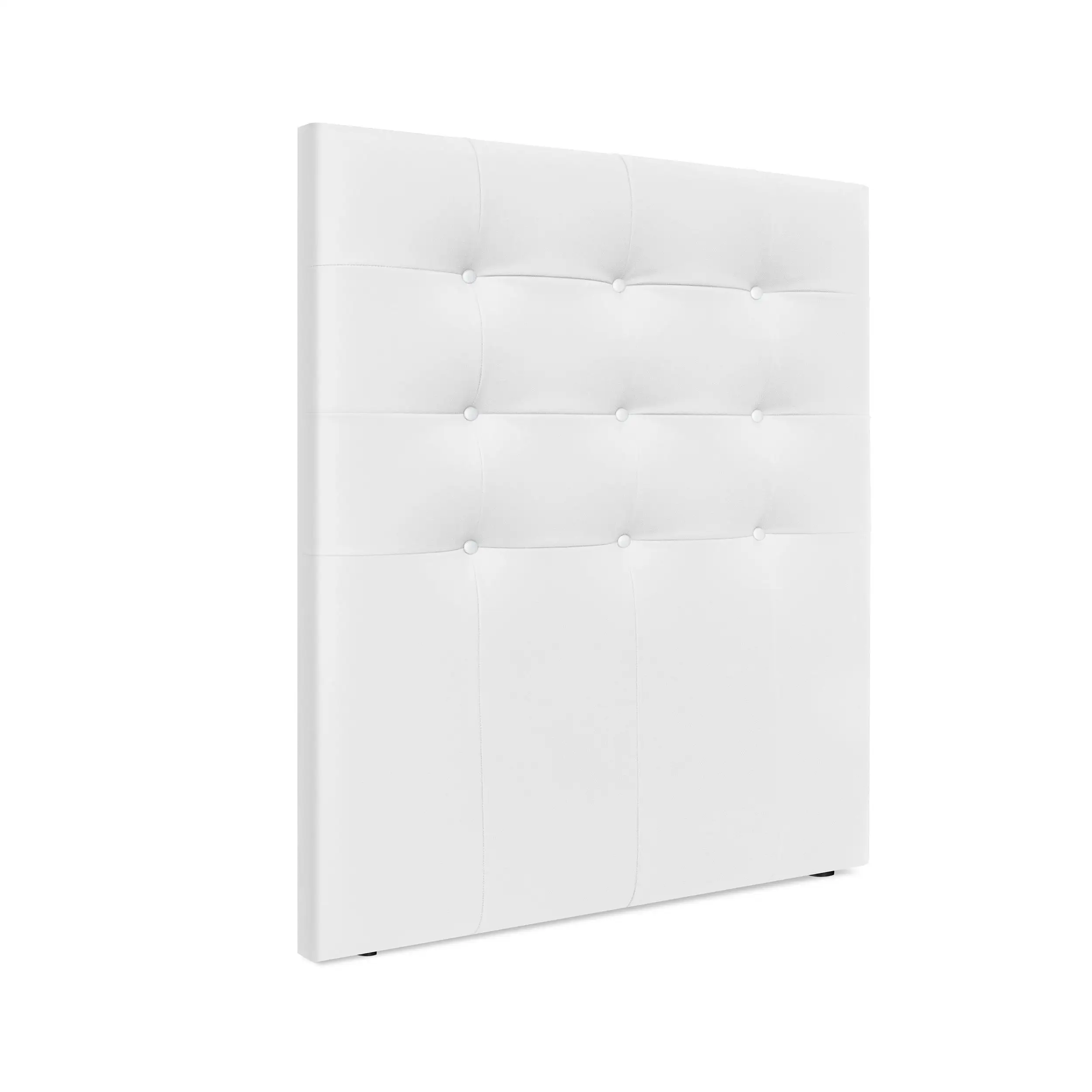 DHOME Cabecero Capitoné hasta el Suelo Cabezal 8cm tapizado ACUALINE Tela y Polipiel para Cama Dormitorio (Blanco Polipiel)