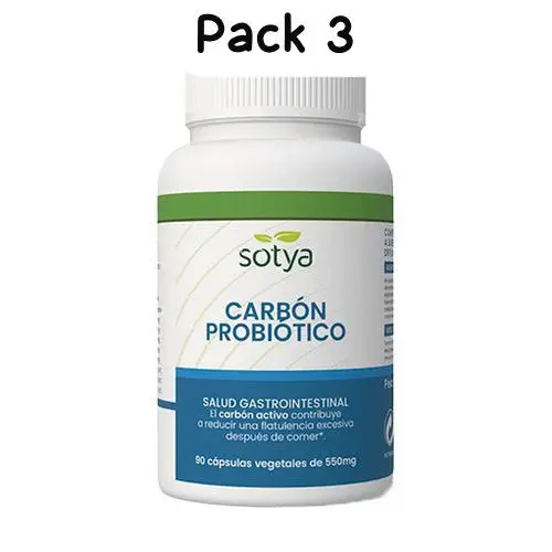 Pack 3 Carbón Vegetal Probiótico 550Mg 90Cápsulas sotya