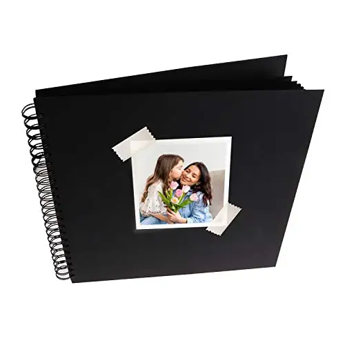 C.A - Álbum Scrapbooking Encuadernado con Espiral 20-30 Hojas Cuadradas Negro