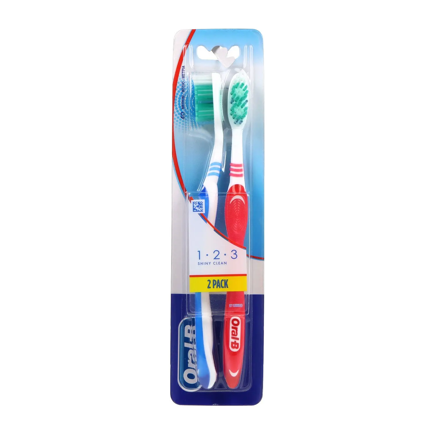 Oral B Cepillo Dental Medio 123 Shiny Clean 2 Ud