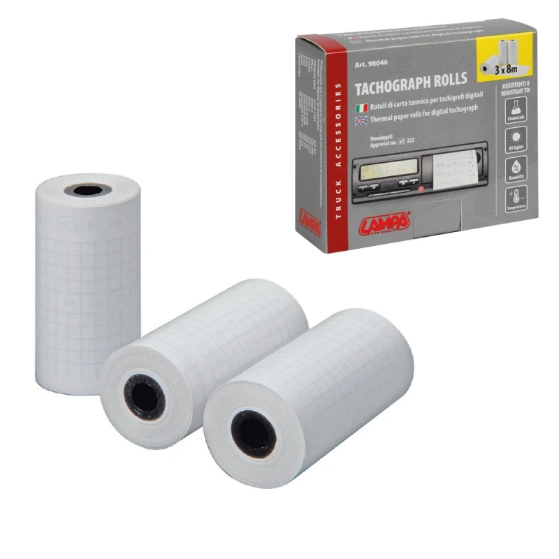 Kit 3 Rollos Papel Para Tacógrafo Digital - Para Contra-Pernos, Cubiertas De Tuercas Y Otras Decoraciones LAM98046