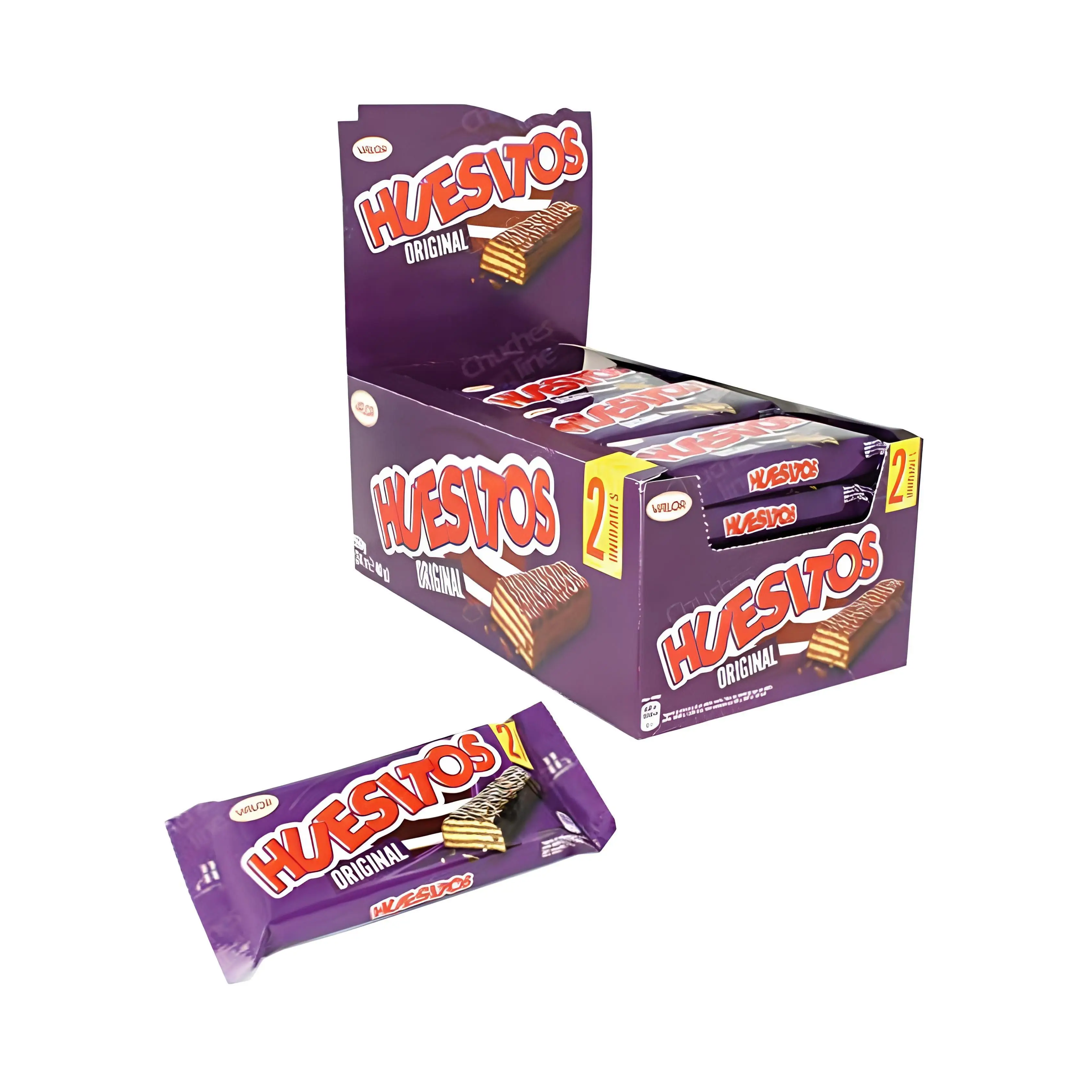 Valor Huesitos Original - Crujientes Barritas de Barquillo cubierto de Chocolate con Leche y Relleno de sabor Cacao 24u x 40g