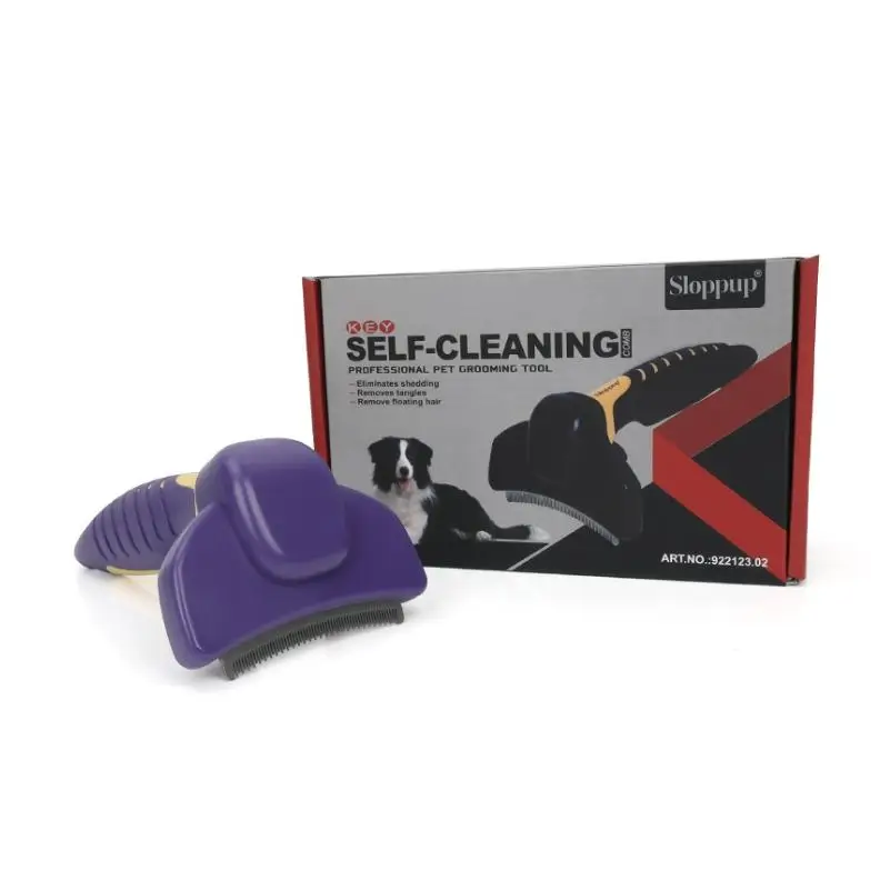Sloppup - Peine para la reducción de vello parecido al Furminator para perros y gatos(Rojo,Mediano)
