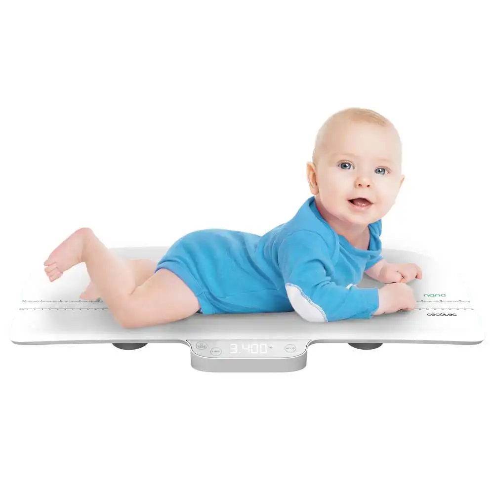 Cecotec Nana BabyCare SmartWeight Báscula Digital para Bebé 40kg con Metro, Tara y Pantalla LED