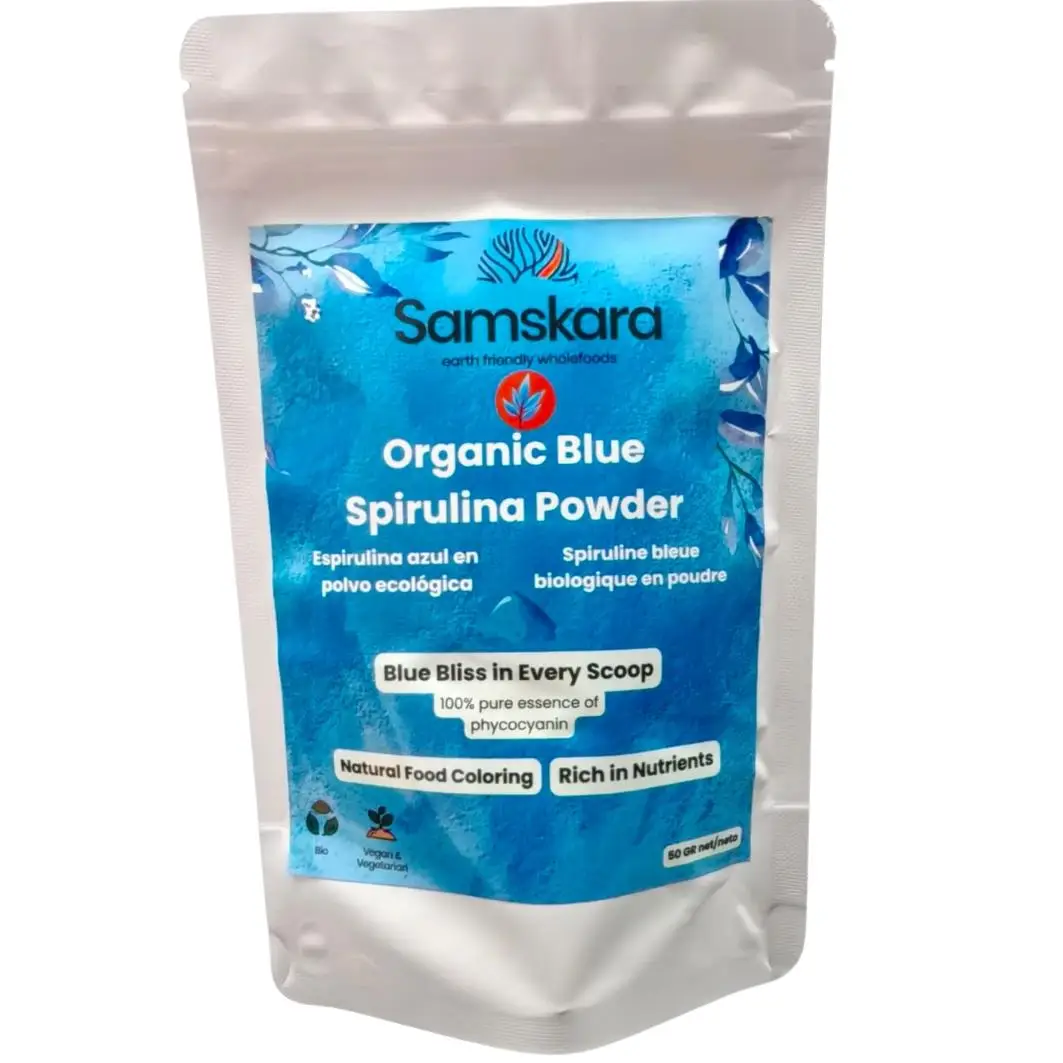 Blue spirulina powder 100% organic phycocyanine BIO Natural blue coloring for Recipes + antioxidants (50 gr x 1 pack)