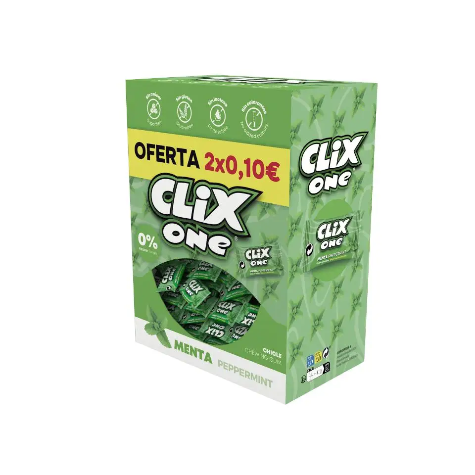 Clix One | Chicle monopieza – 150 unidades – 9 sabores – Estuche formato dual