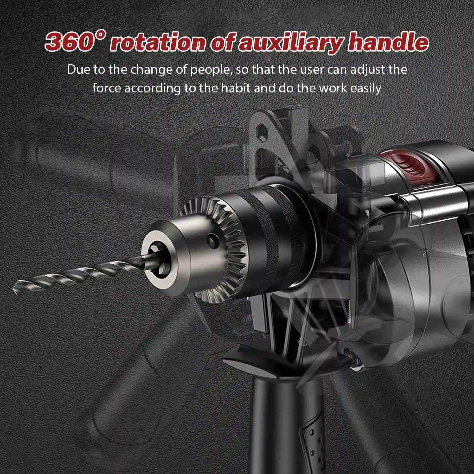 Multi-function Impact Electric Drill, Home Wall Hole Drilling Power Tools, Wood Metal Stone Cutting, Variable Speed