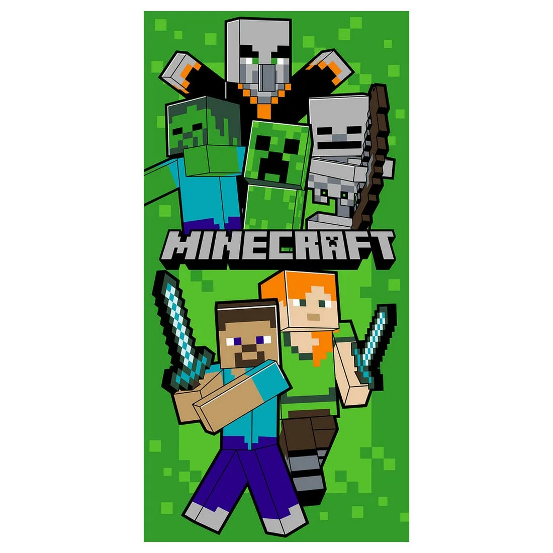 Toalla Playa o Piscina Microfibra Minecraft de 140x70cm