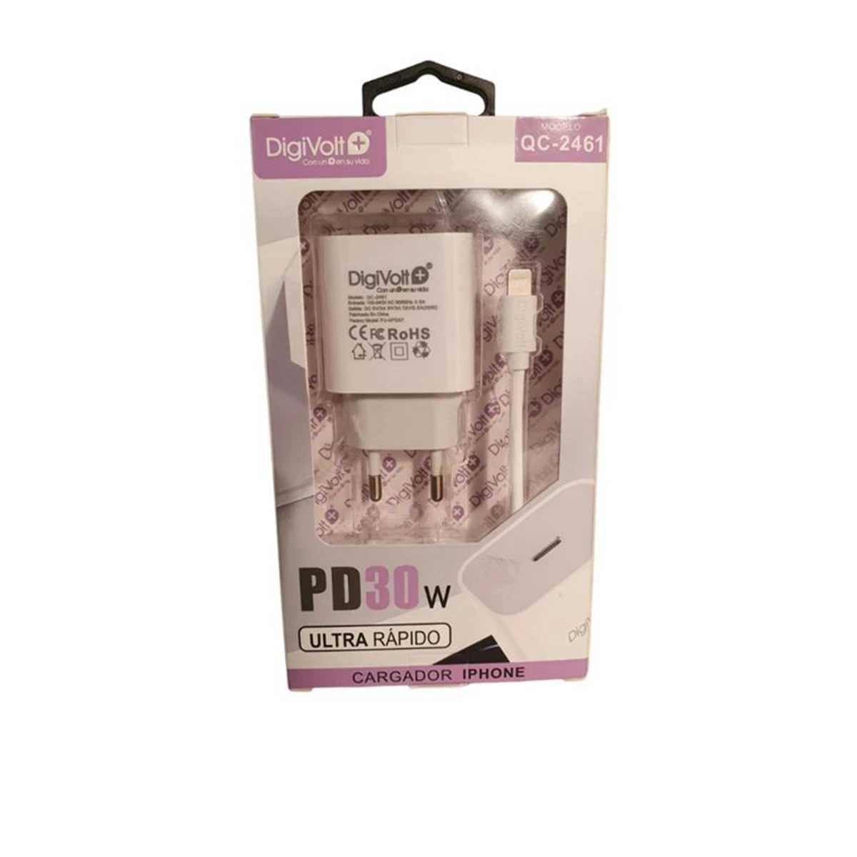 Digivolt QC-2461 Cargador para Iphone Tipo-C a Lightning PD 30W