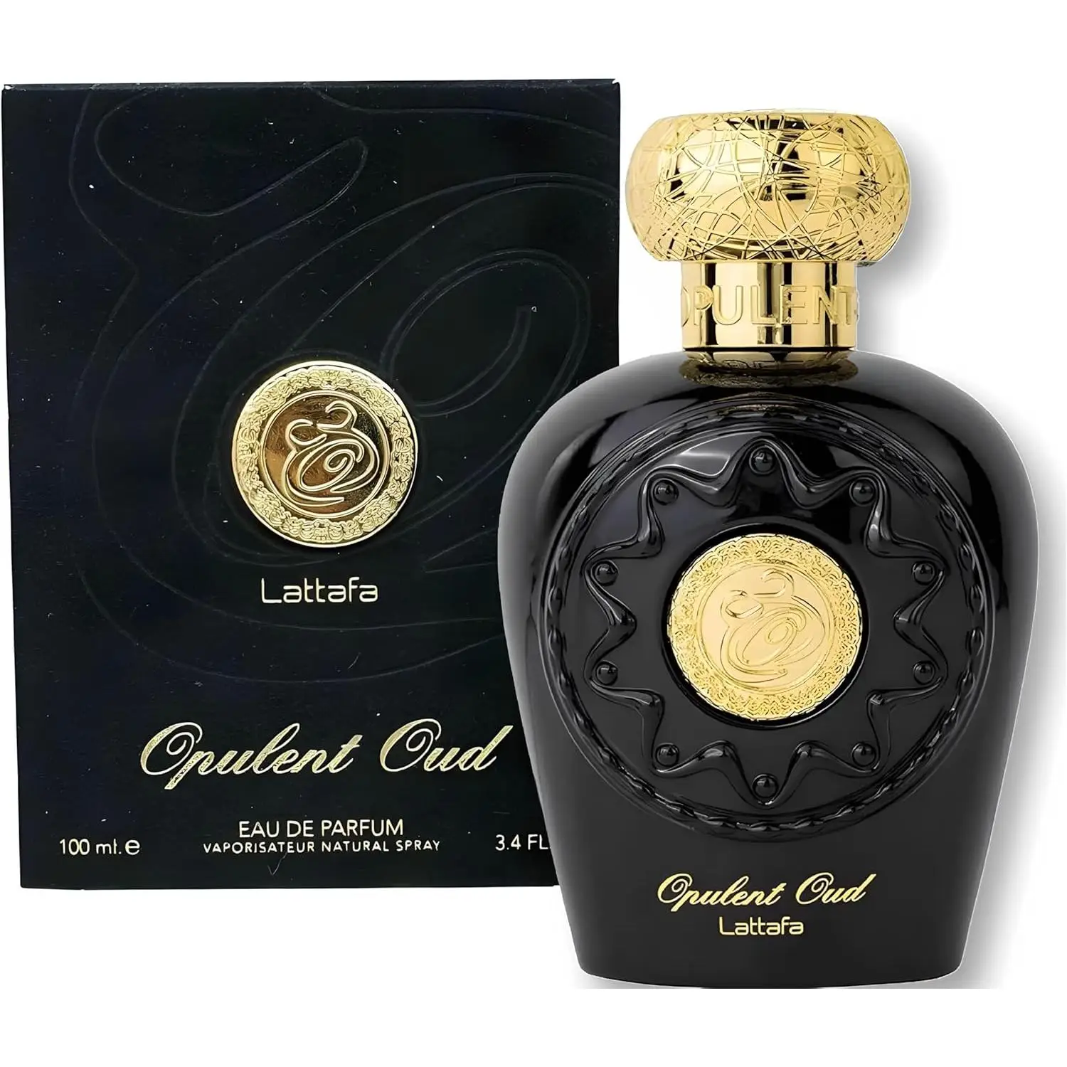 lattafa Opulent Oud Eau de Parfum 100 ml, Profumo Arabo Unisex Legnoso e Speziato, Lunga Durata e Traccia Intensa