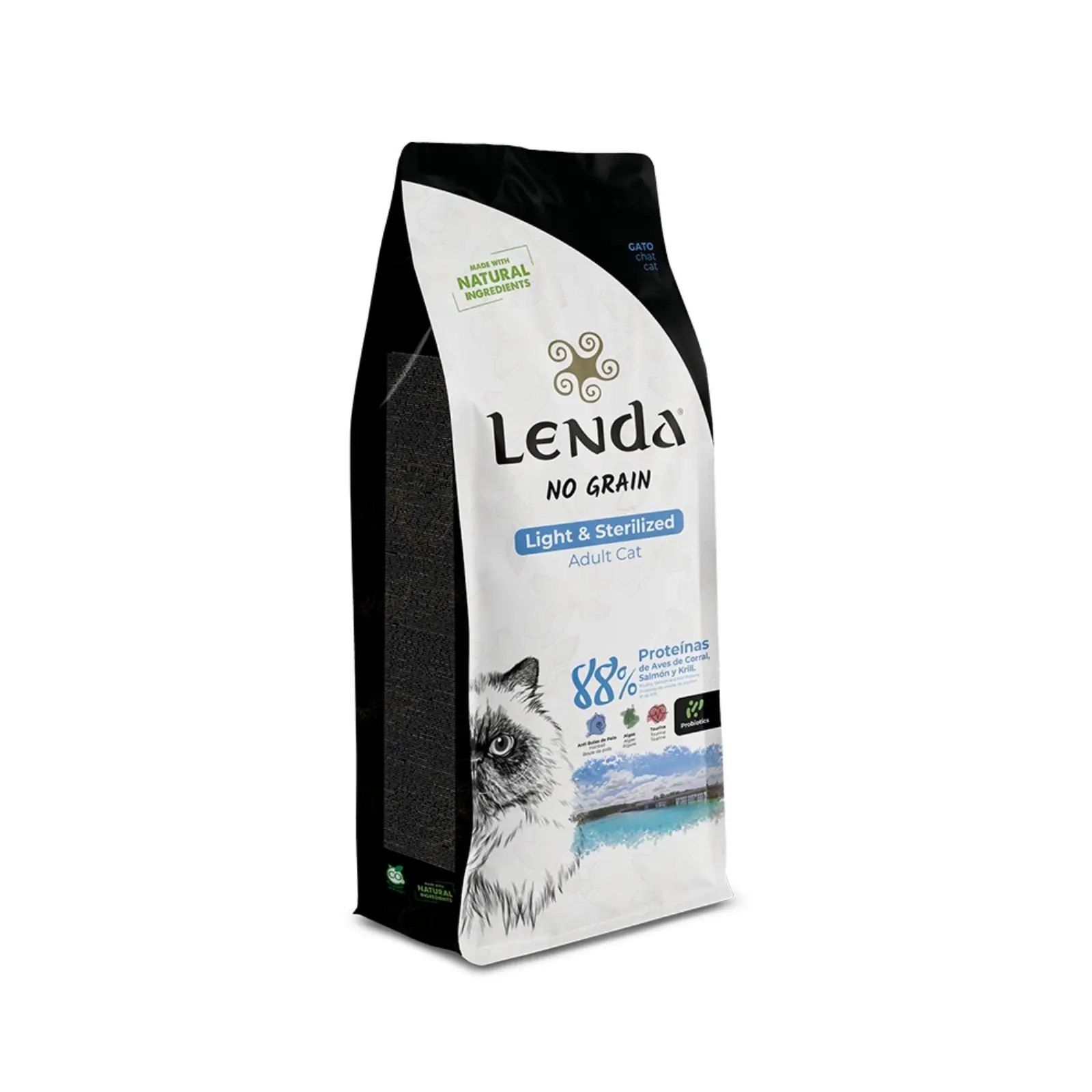 Lenda Adulto Ligero y Esterilizado Alimento para Gatos Esterilizados - Sin Cereales con Probióticos y Extractos Botánicos - Con Aceite de Pescado y Condroprotectores - Sin Cereales