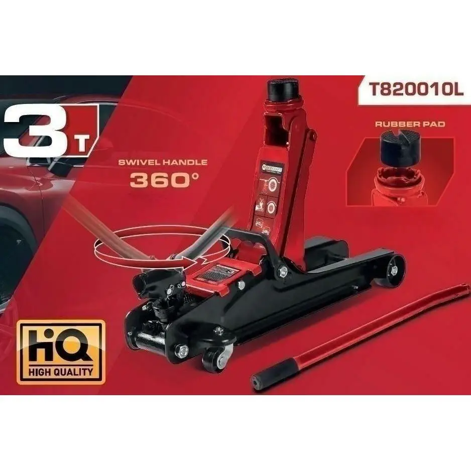 Gato hidráulico 'Zaba' 3T ForceKraft, elevación potente y segura, ideal para vehículos de gran tamaño, diseño robusto y duradero, capacidad de carga de 3 toneladas