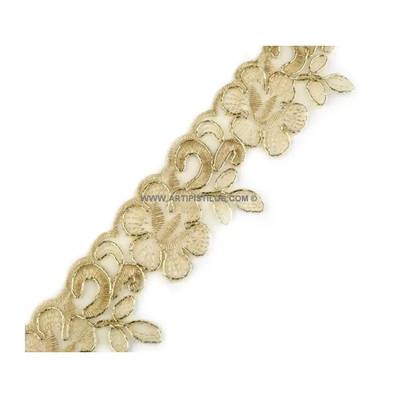 Cinta Organza Bordada Lurex Galón Pasamanería Decorativa 1m X 58mm