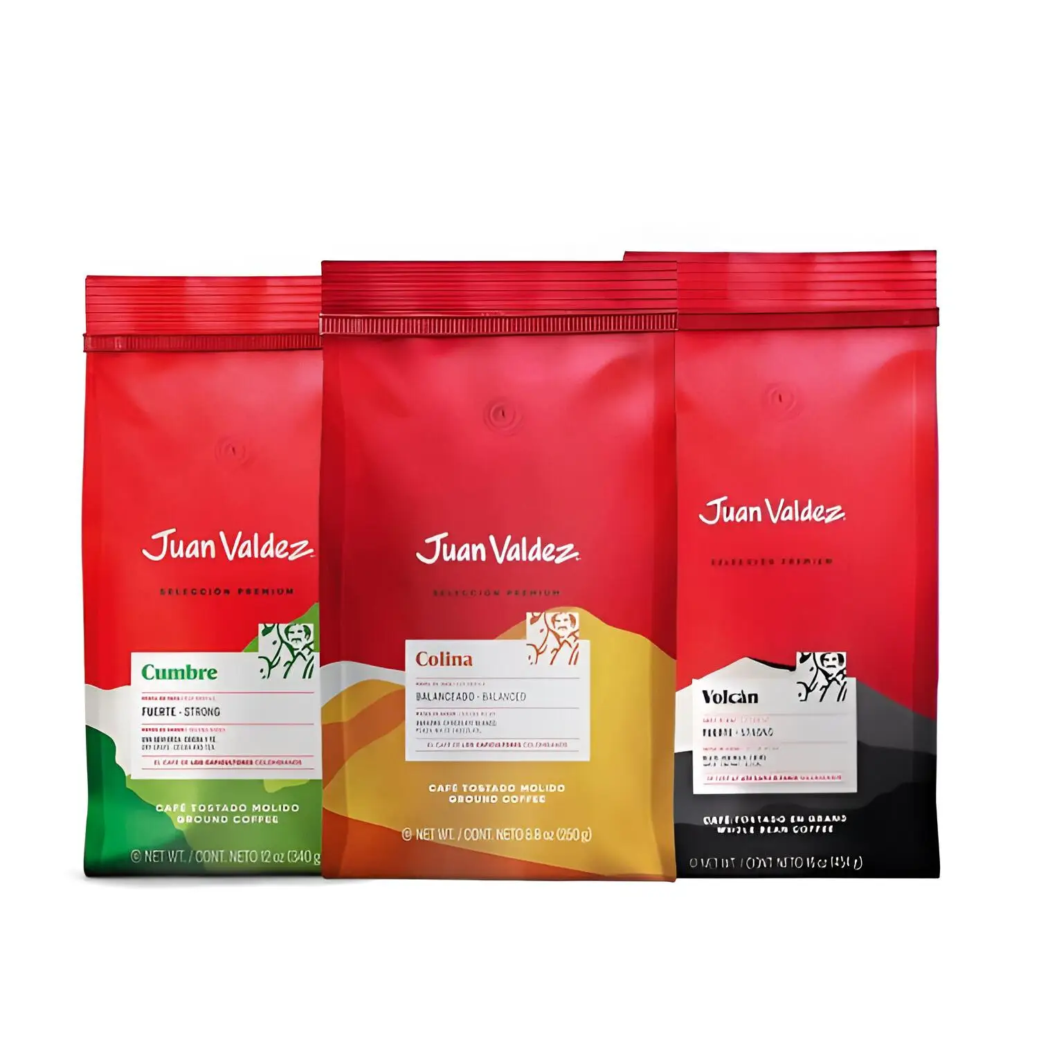 Wonderbox Juan Valdez-Colombian 100% ground coffee summit volcano hill 250gr each bag