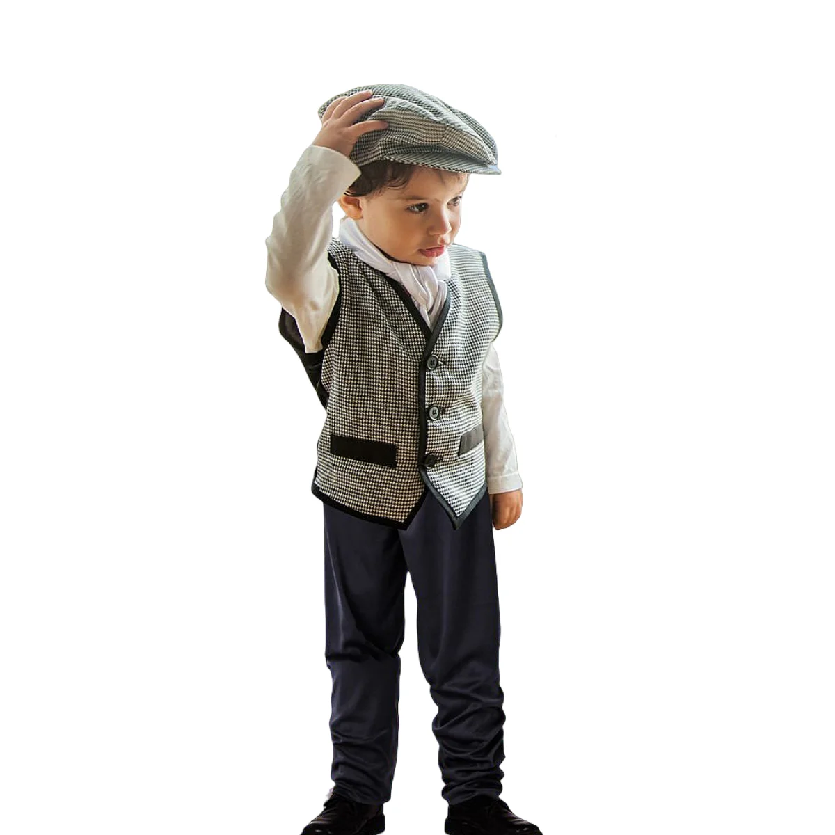 Disfraz de Chulapo Madrileño para Bebe, Niños y Adulto,Contiene:Camiseta,Chaleco, Pantalon,Parpusa y Pañuelo