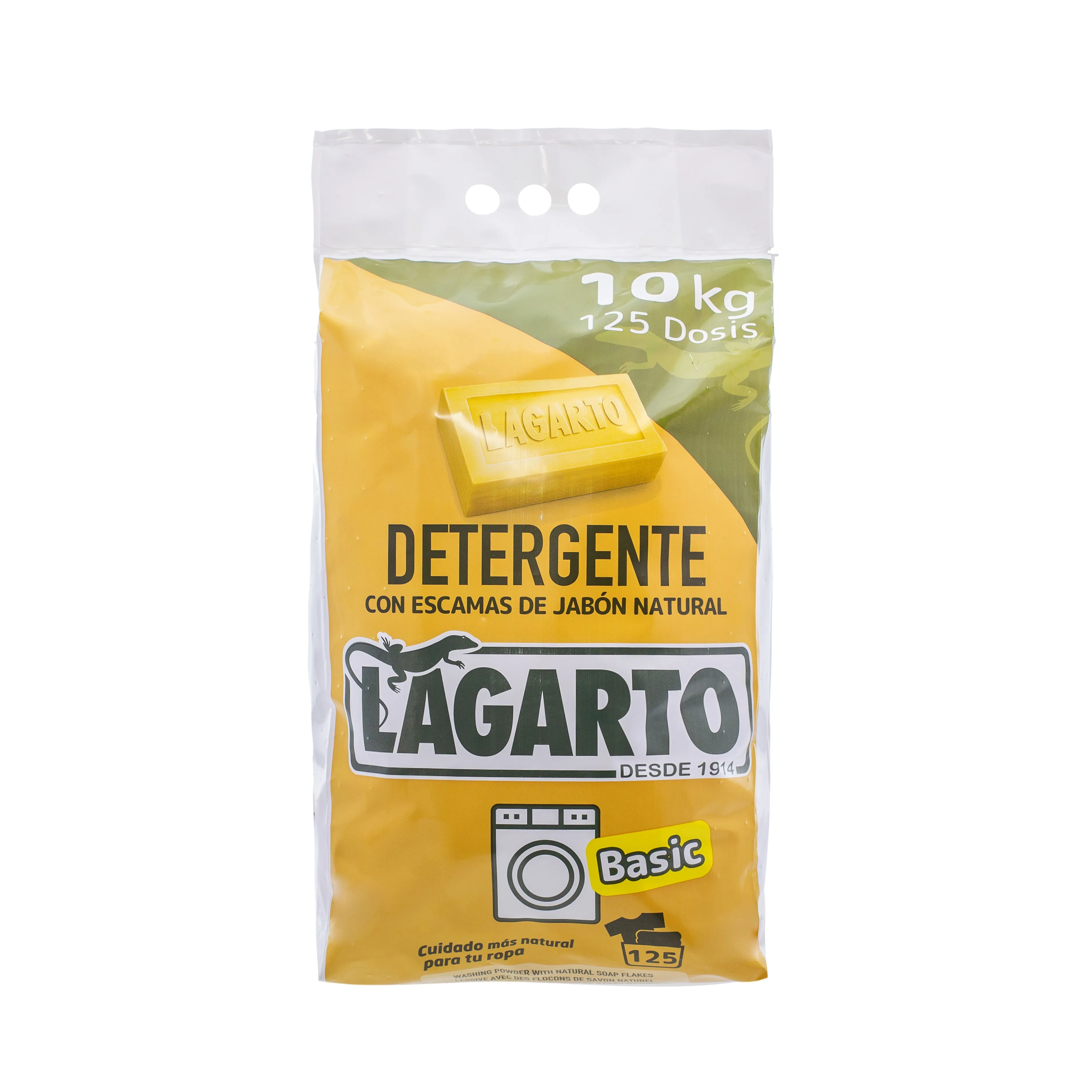 Lagarto - SACO  de  10Kg de detergente en polvo para lavadora - LAGARTO BASIC JABON
