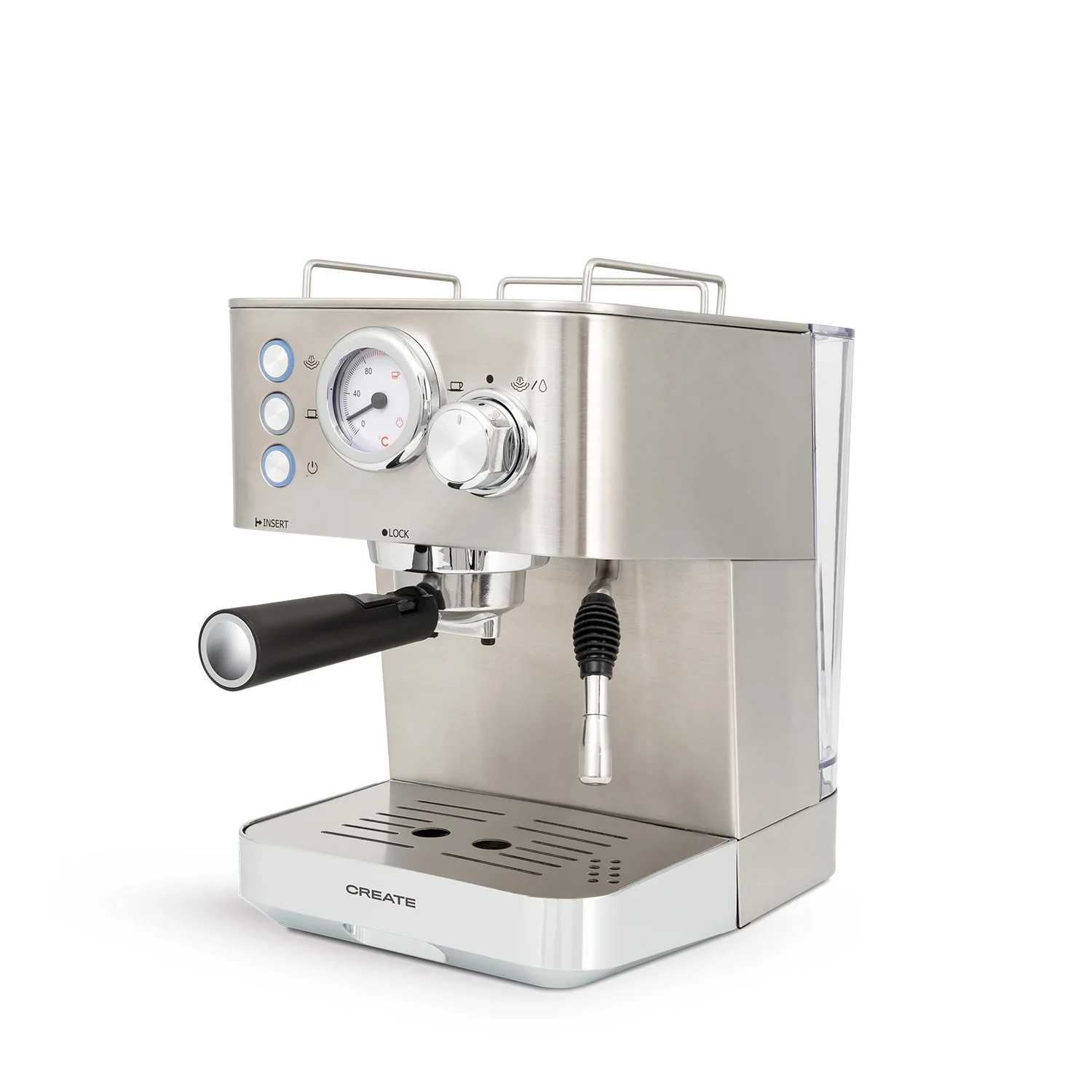 Create - express coffee maker with 20 bar pressure - stainless steel - vaporizer arm - capacity 1.25 l - thera classic