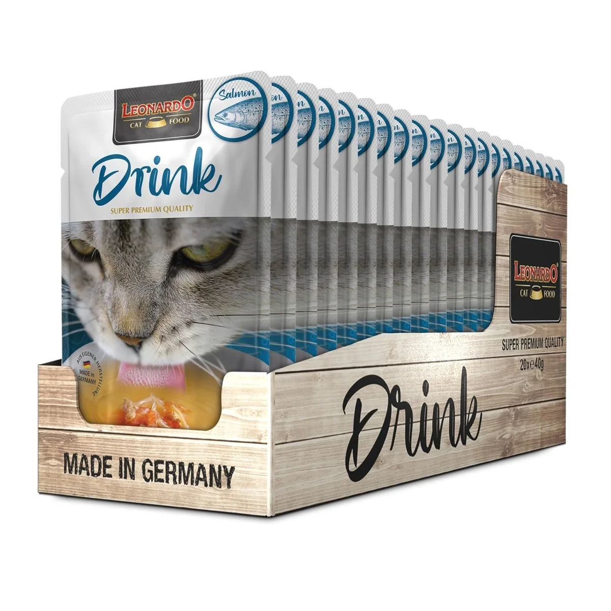 Leonardo Drink Sopa de Salmón Snacks para Gatos - 20 Sobres x 40 gr