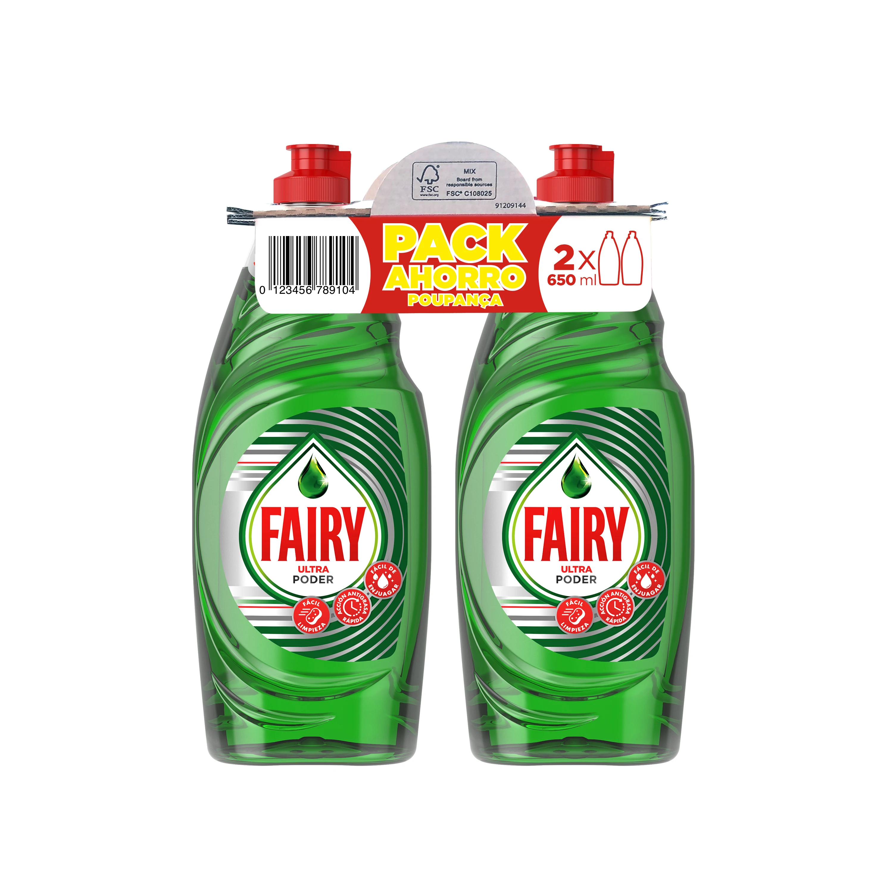 Fairy ultra - pack 6 bottles x 650 ml - fairy ultra concentrated power - fairy dishwasher liquid - fairy saving pack