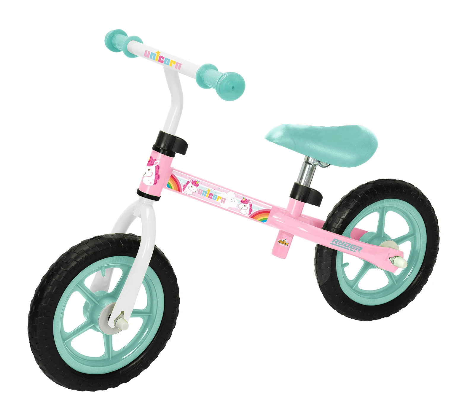 Pedalless, 2-wheeled, shimmer, unicorn or dino bicycle with or without front panel - light and easy to handle. Adjustable saddle and handlebars. Quality at the best price. In accordance with ce regulations. +3 years
