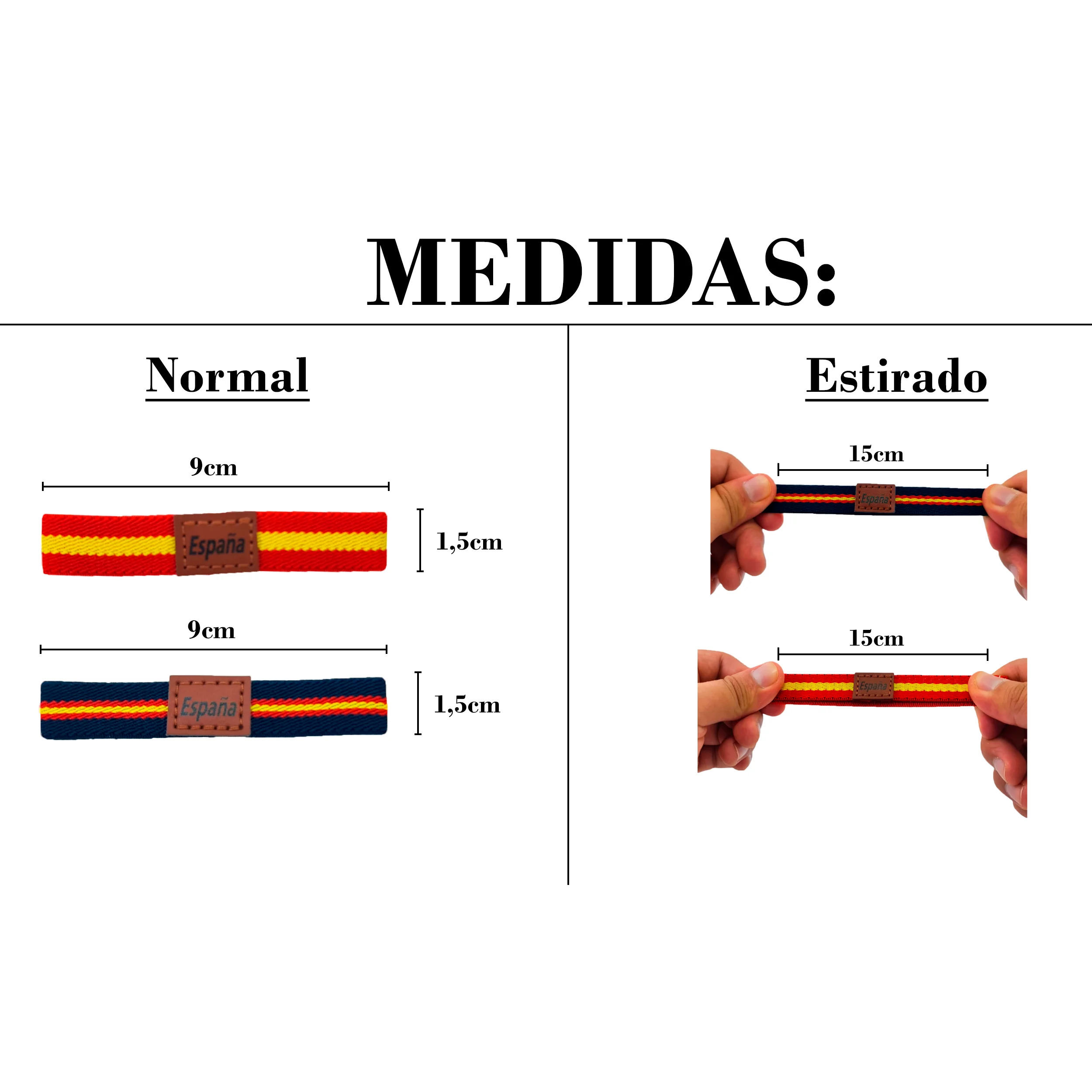 أساور مرنة بعلم اسبانيا للرجال، قطعة من الأساور الجلدية الإسبانية للنساء - مقاس واحد