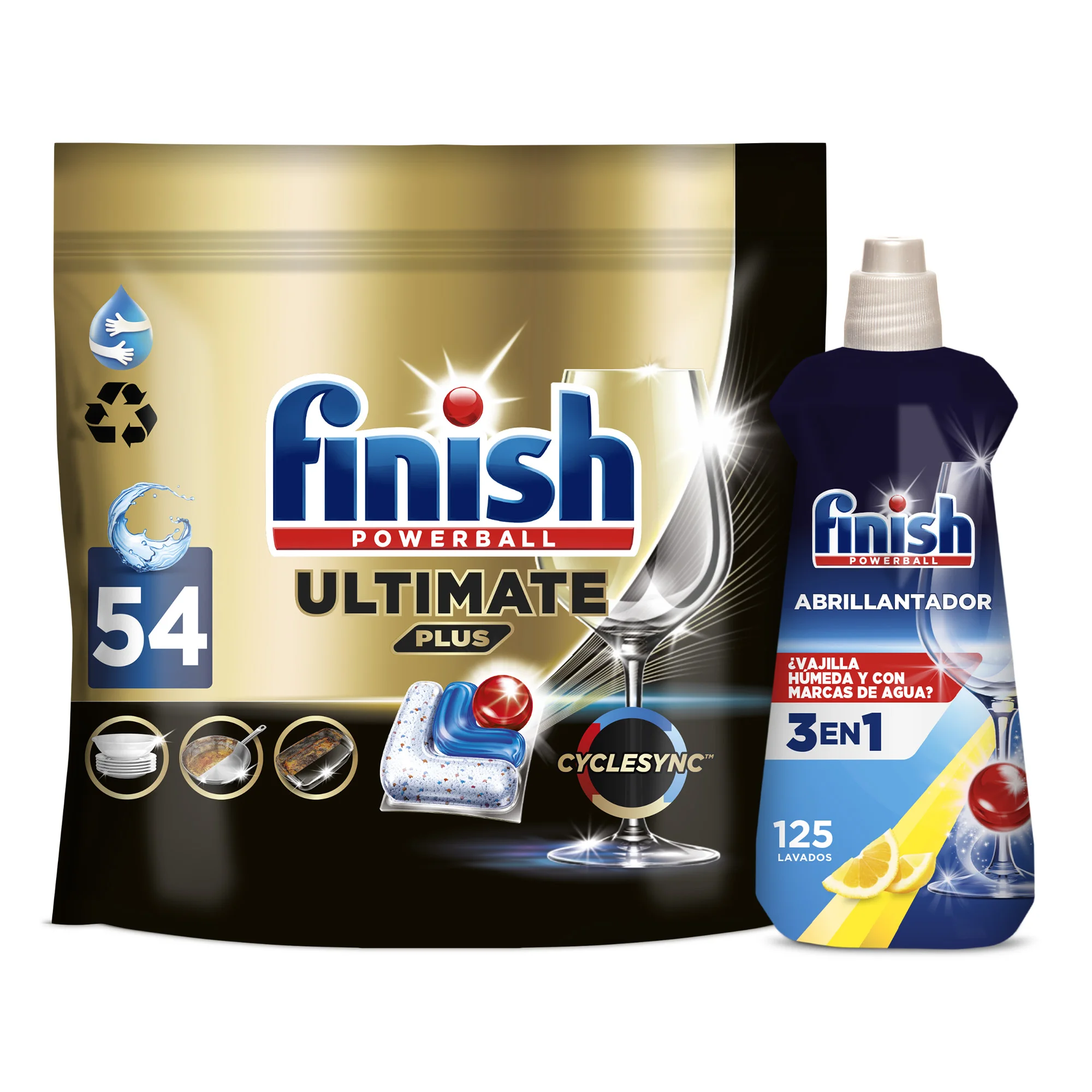 Finish Ultimate Plus 54 pastillas + Abrillantador Limón 500ml