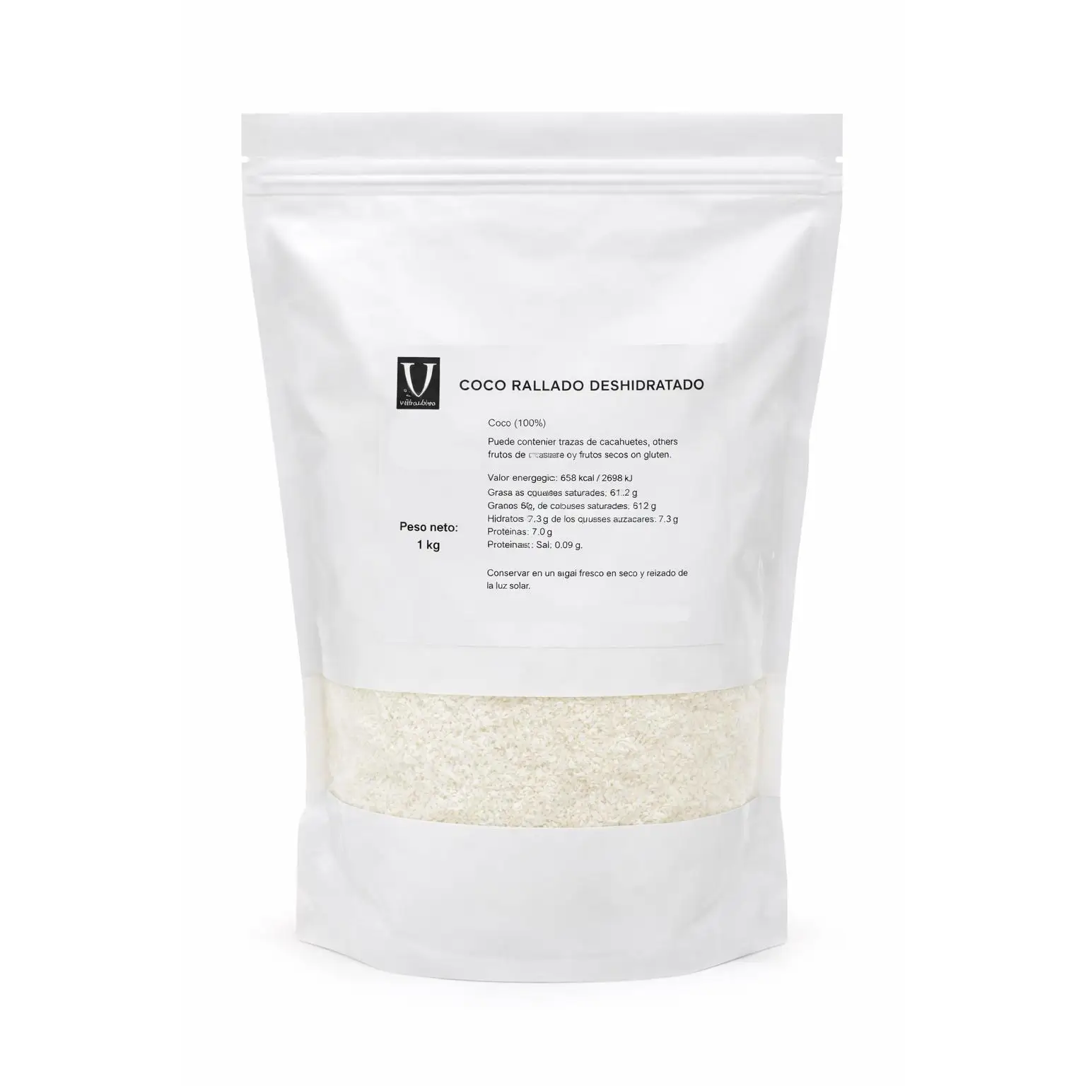 Coco Rallado Deshidratado Villaolivo 1 kg | Fruta Deshidratada Natural para Repostería y Snacks
