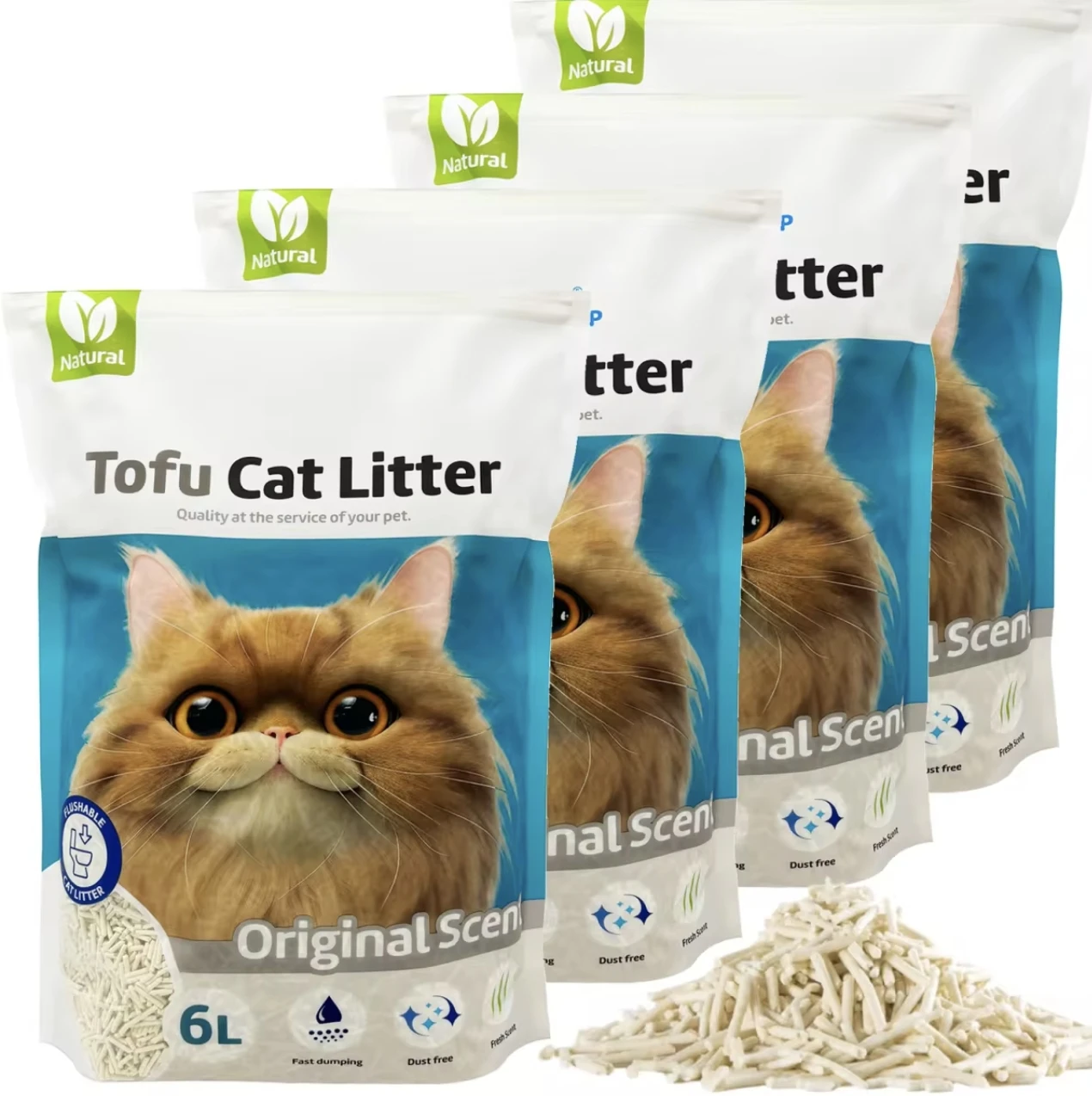PACK DE 4 ARENA TOFU NATURAL PARA GATO PACK AHORRO ARENA AGLOMERANTE PARA GATO SIN POLVO FACIL DE AGLOMERAR SE DISUELVE EN INDORO