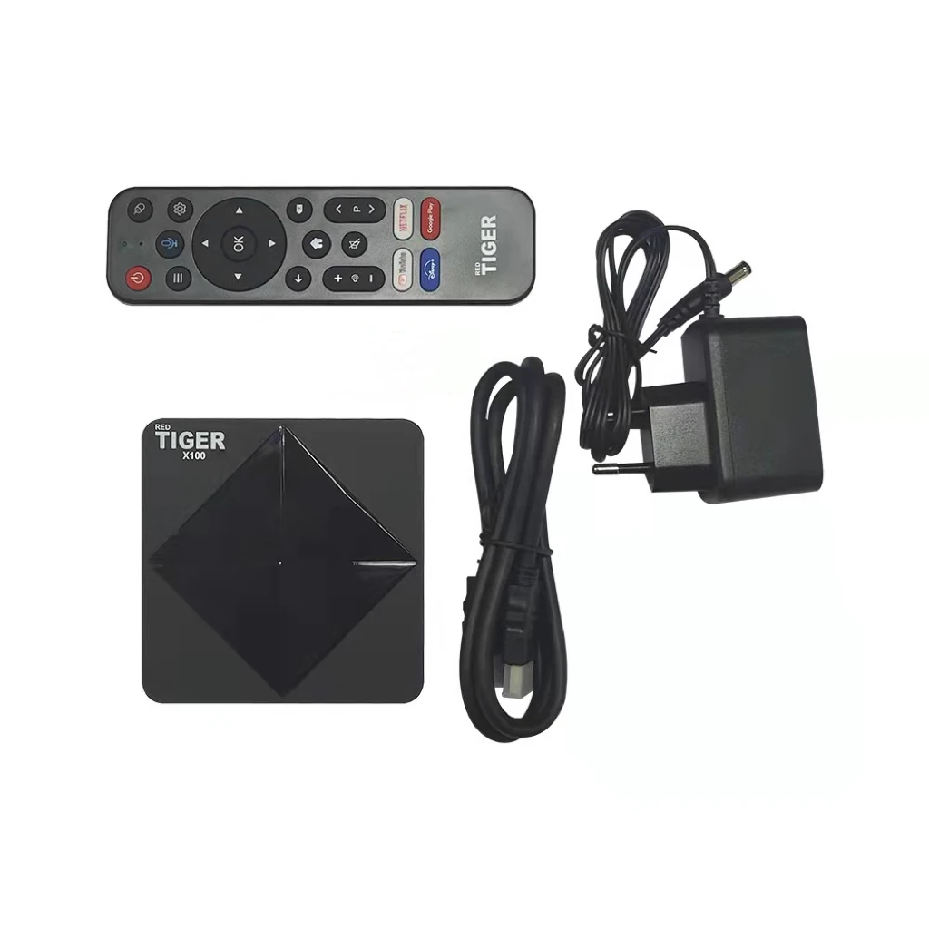 Global Version Tiger Android 12 TV Box X100 4K Ultra HD media player with 2GB RAM, 32GB storage, dual WiFi, Ethernet port, and Bluetooth remote, perfect for streaming services like Netflix and YouTube, ideal for smart TV setups. #3