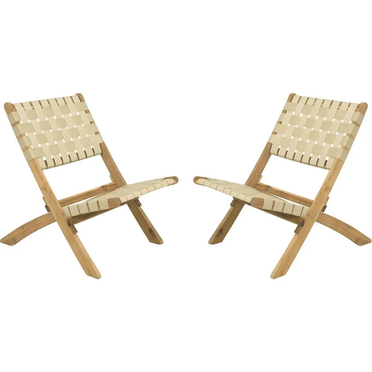 Habitat y Jardin - Lote de 2 sillas de jardín de madera Hanoi - Beige