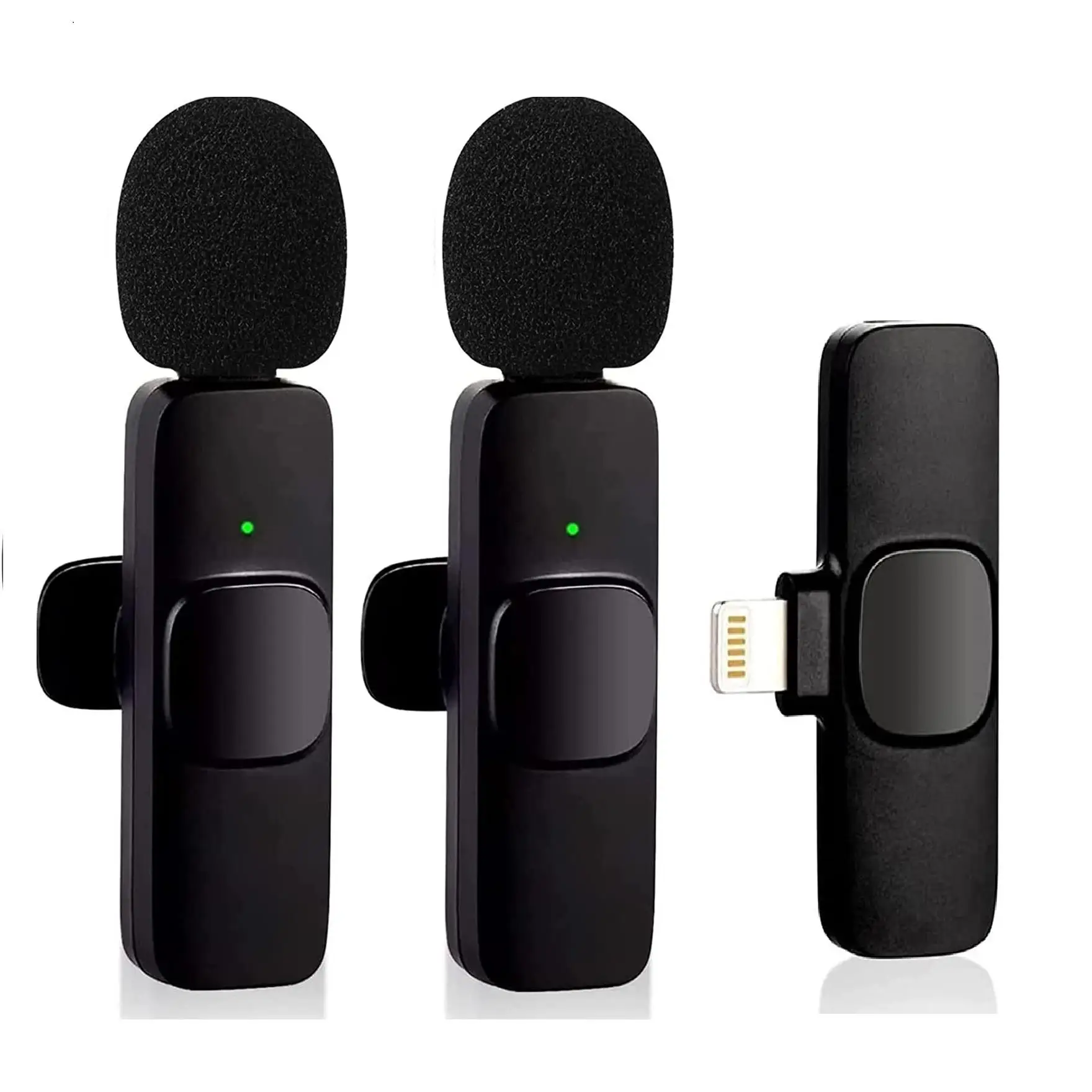 FGNS. Micrófono inalámbrico Lavalier compatible  para iPh 2 transmisores y 1 Receptor con carga , micrófono inalámbrico  Plug-Play para grabación,transmisión en Vivo, Youtube, TikTok, reducción de