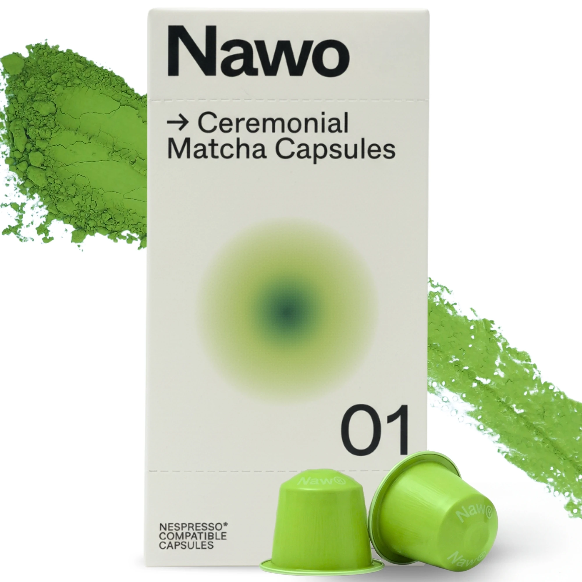 Capsule di Tè Matcha Cerimoniale – Compatibili con Nespresso®, 100% Naturale, Polvere di Tè Verde, Ideale per Matcha Latte, Senza Zuccheri Aggiunti o Conservanti – NAWO MATCHA
