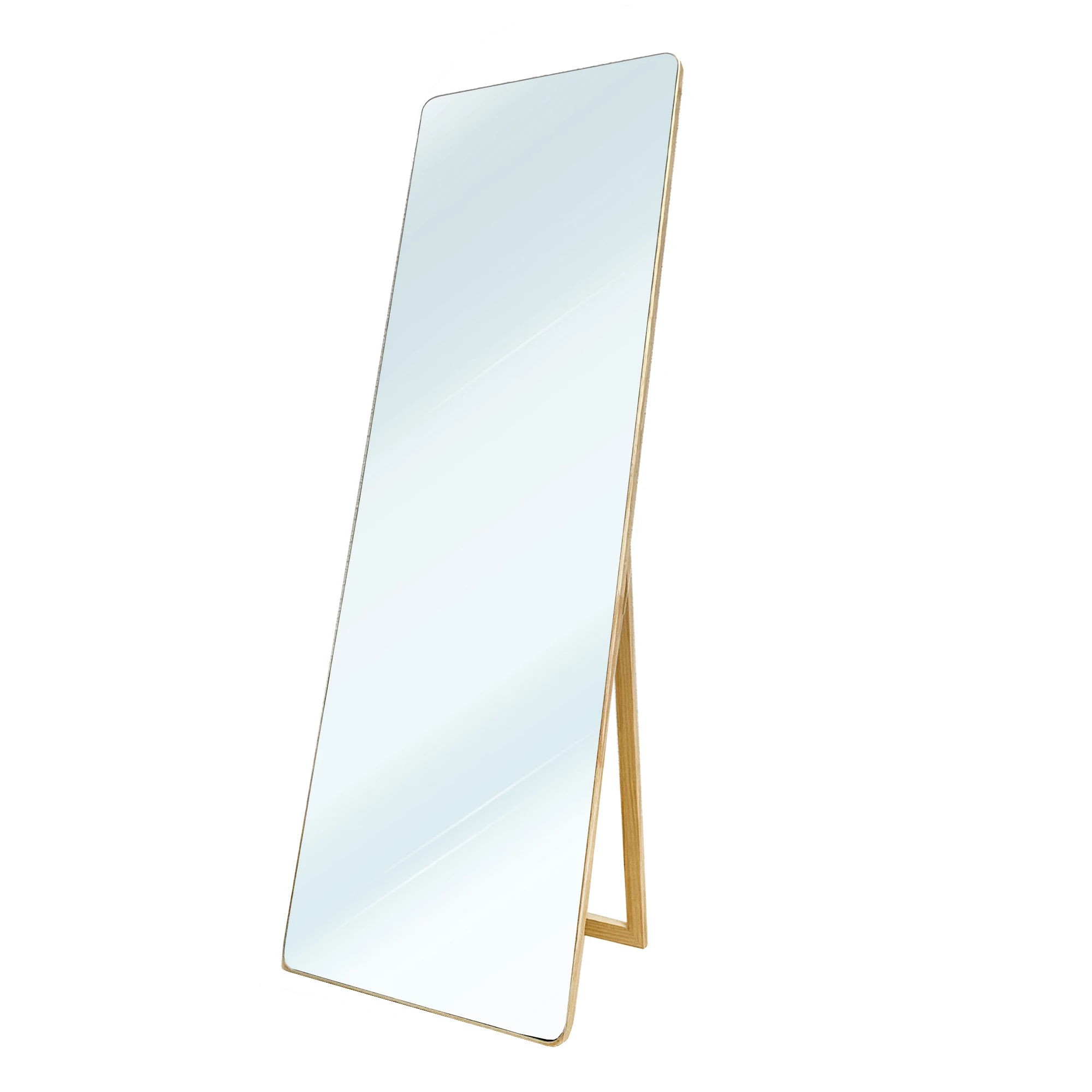 Espejo de Pie Madera Frame Edge 150x50 cm | Cuerpo Entero con Soporte Plegable | Marco de Madera Natural | Diseño Edge con Bordes Finos | Espejo Decorativo y Funcional para Dormitorio o Vestidor