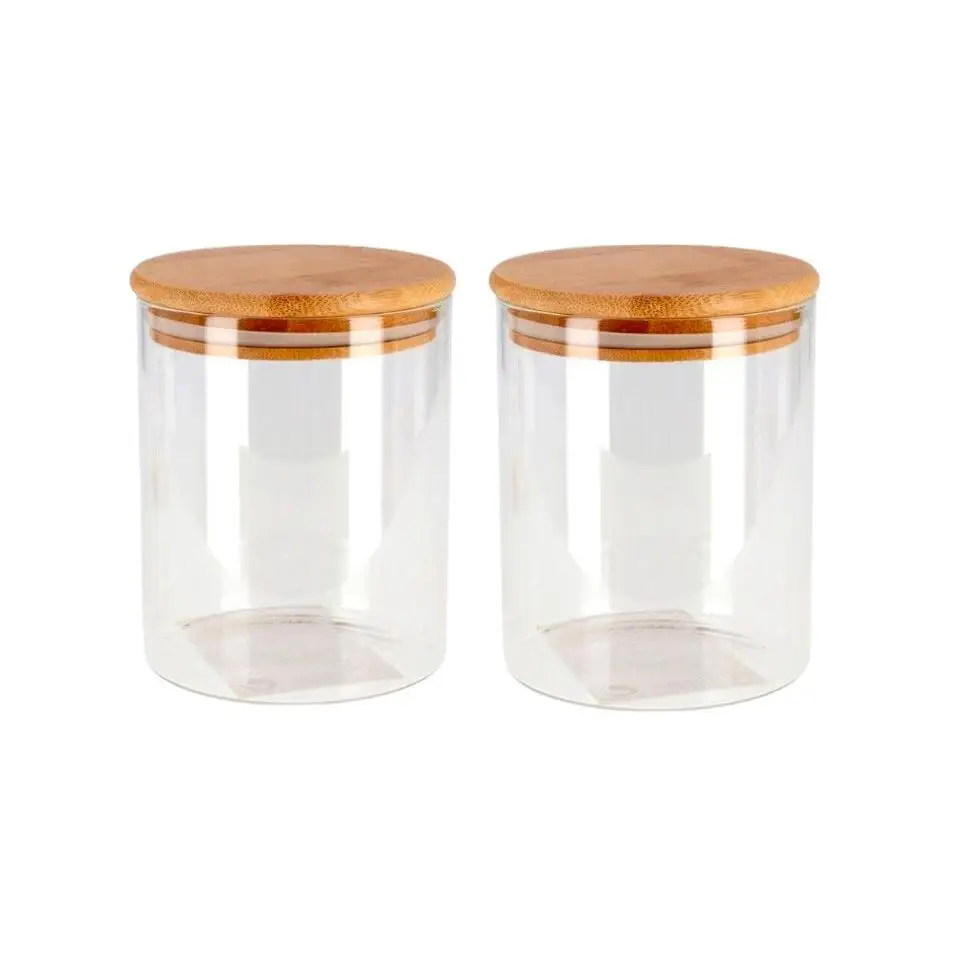 Pack 2/4/6 Botes de Cristal, Tarros de Cocina con Tapa de Bambú. Envases para Alimentos con Anilla de Silicona, Tarro de Cristal de cocina de 900/1200/1700ml.